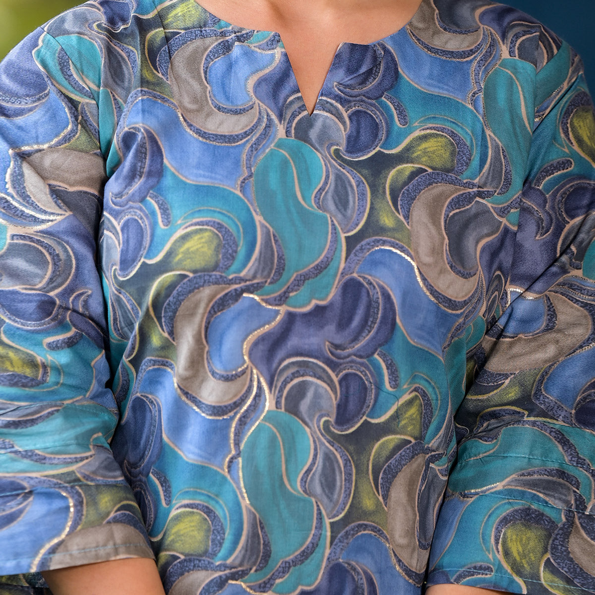 Blue Foil Printed Pure Cotton Co-Ord Set