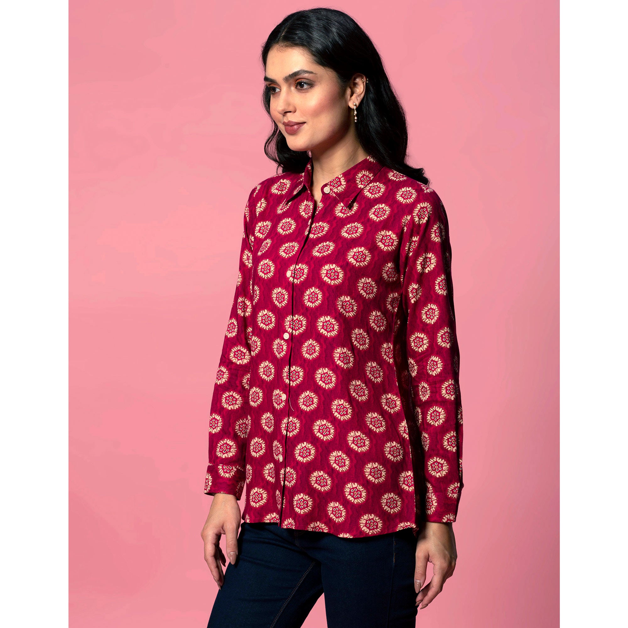 Pink Floral Printed Pure Cotton Top