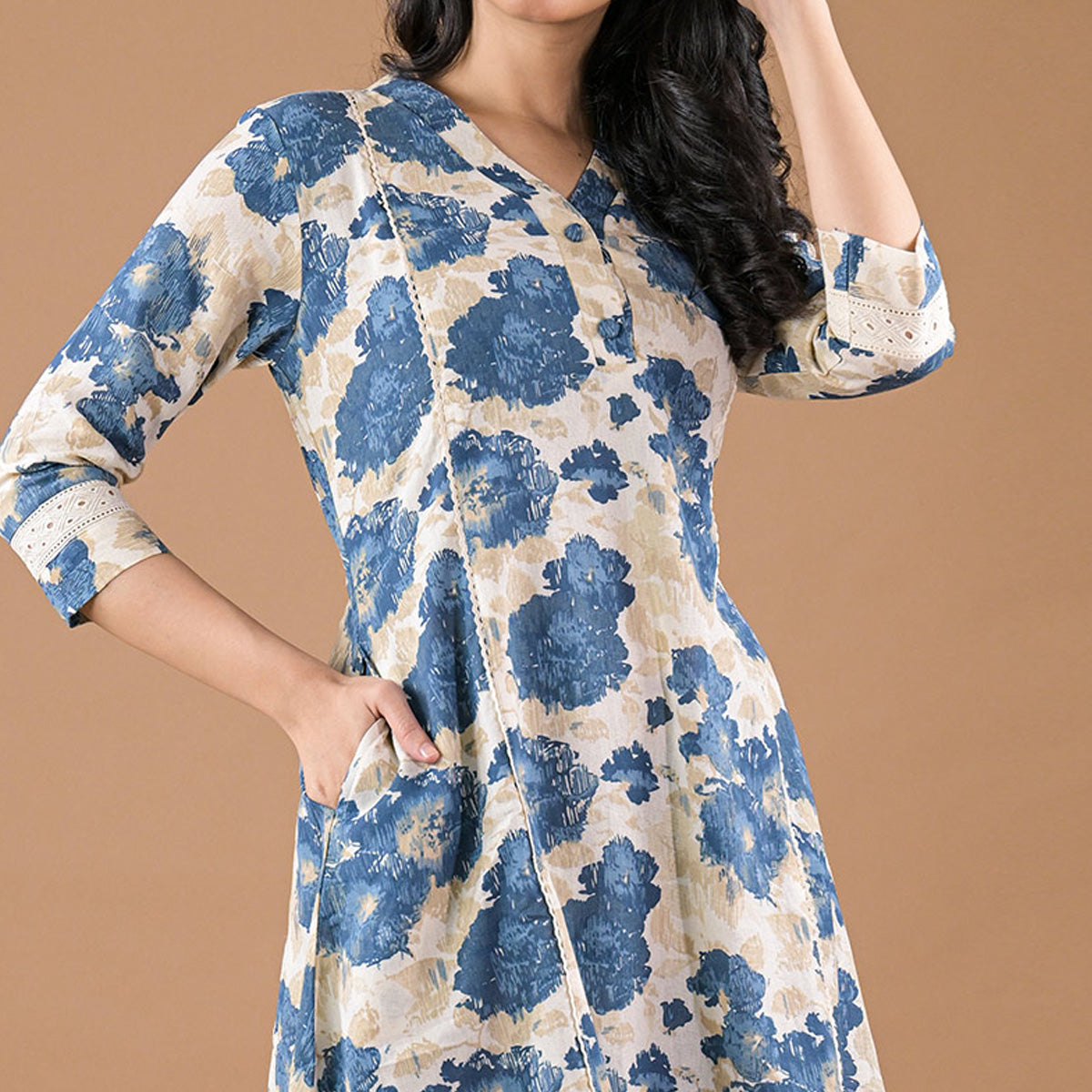 Blue Floral Printed Pure Cotton Co-Ord Set