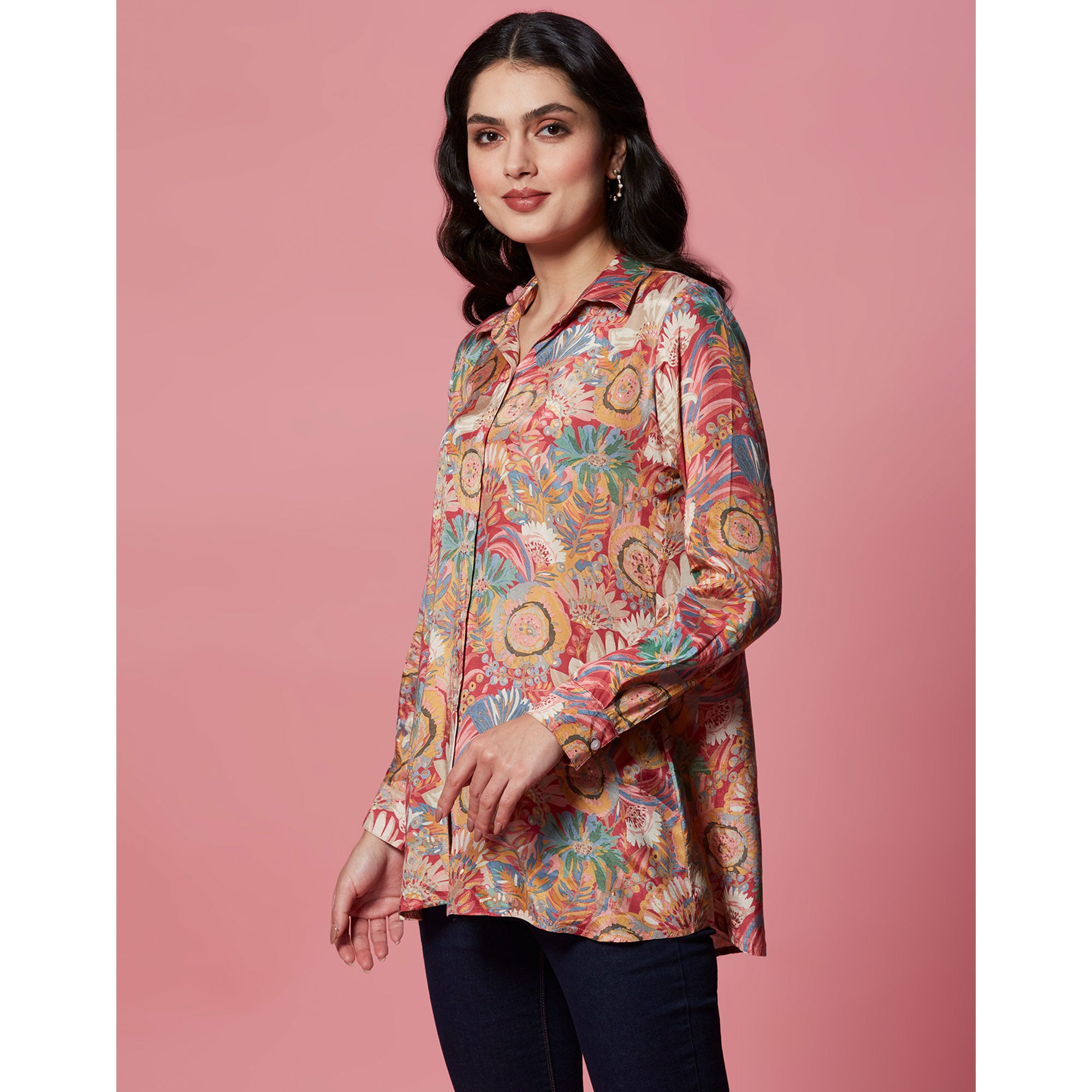 Multicolor Floral Printed Muslin Top