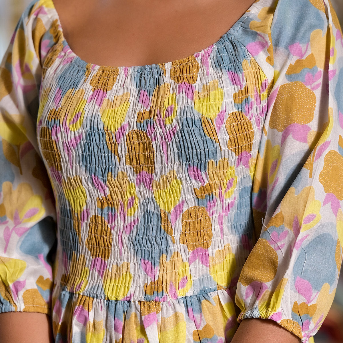 Multicolor Floral Printed Pure Cotton Maxi Dress