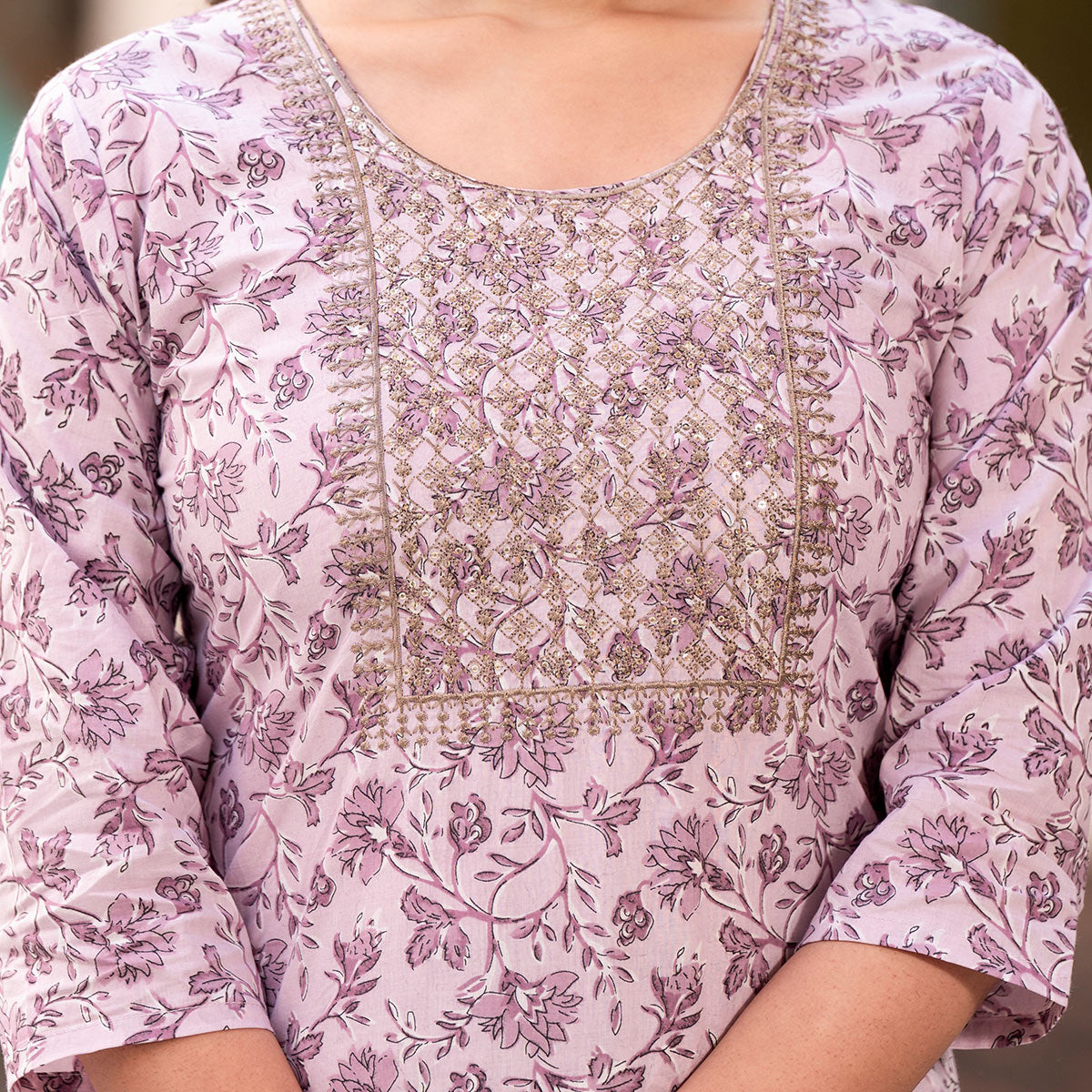 Purple Floral Printed Pure Cotton Salwar Suit