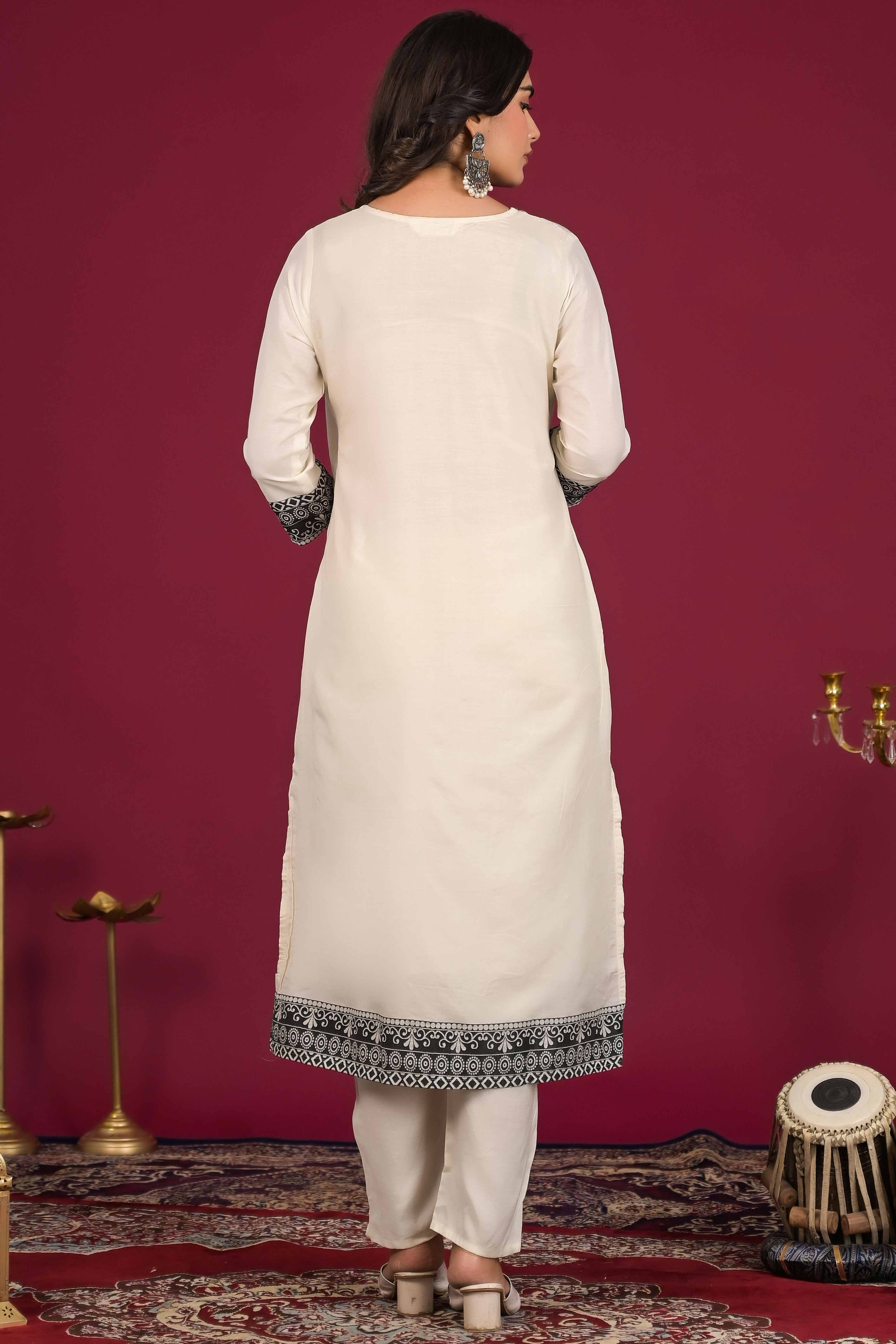 Off White Woven Muslin Salwar Suit With Beads Work