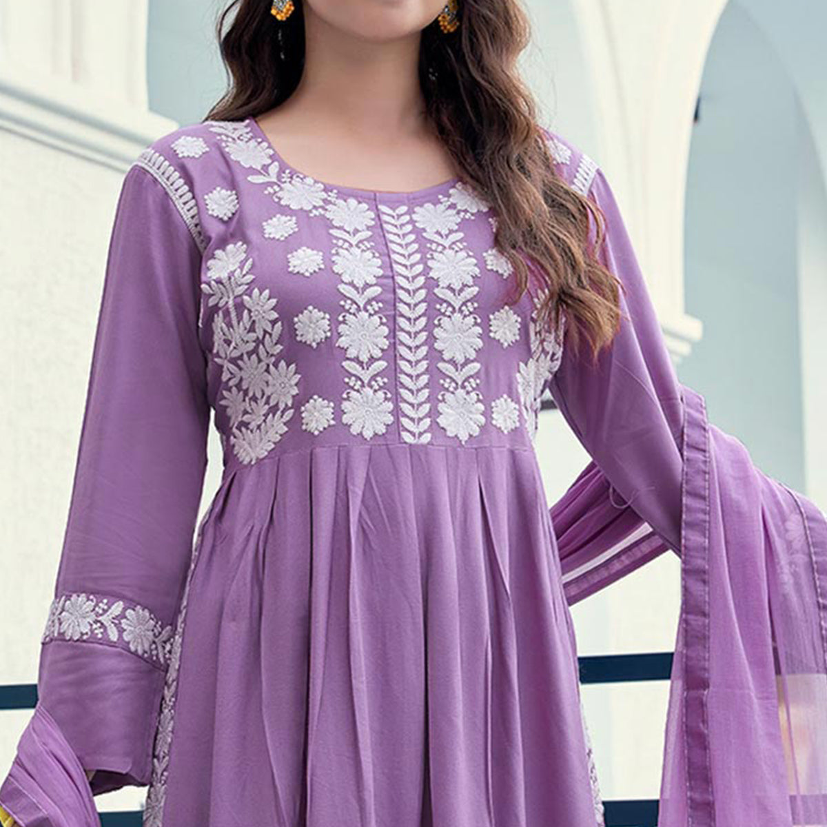 Purple Embroidered Rayon Salwar suit
