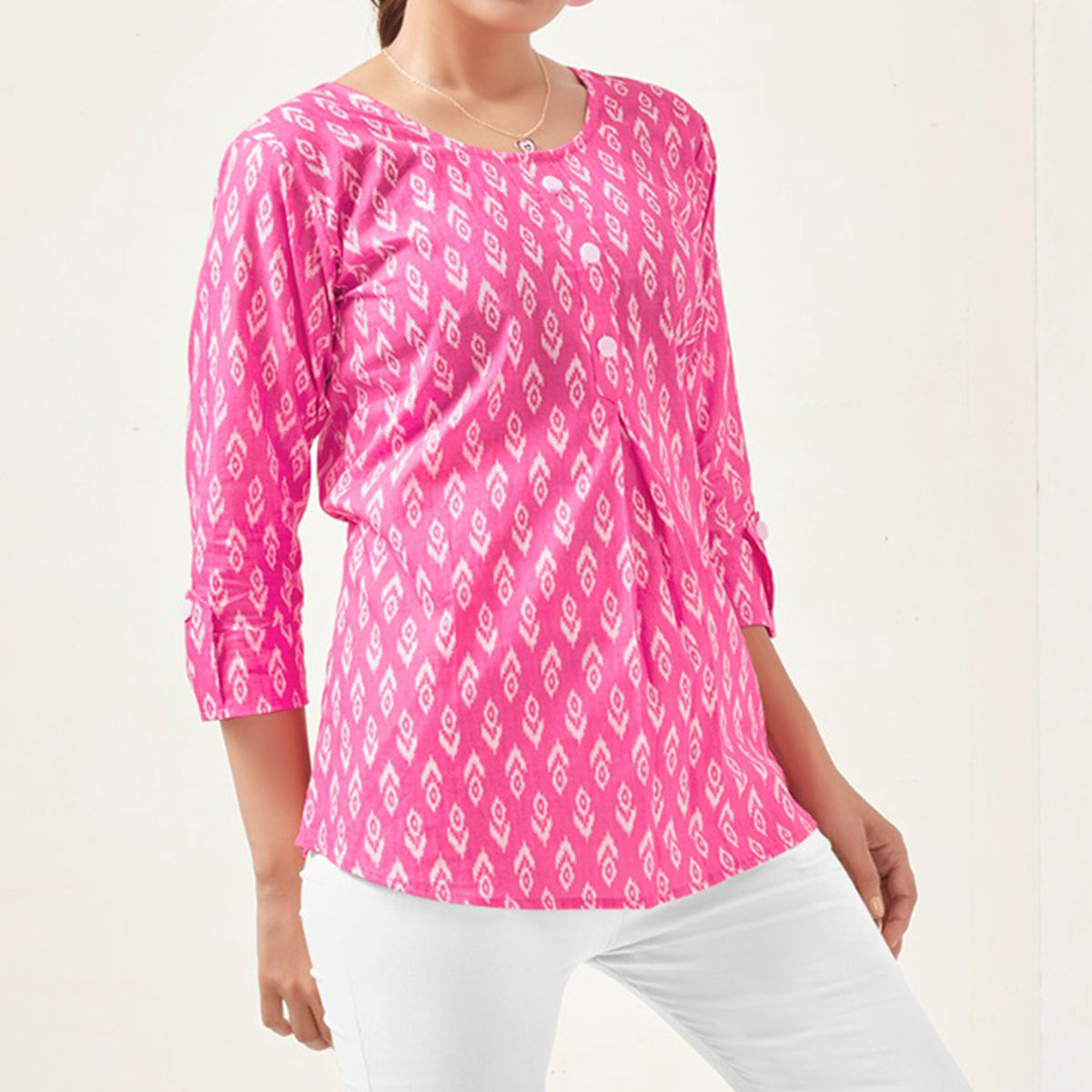 Pink Floral Printed Pure Cotton Top