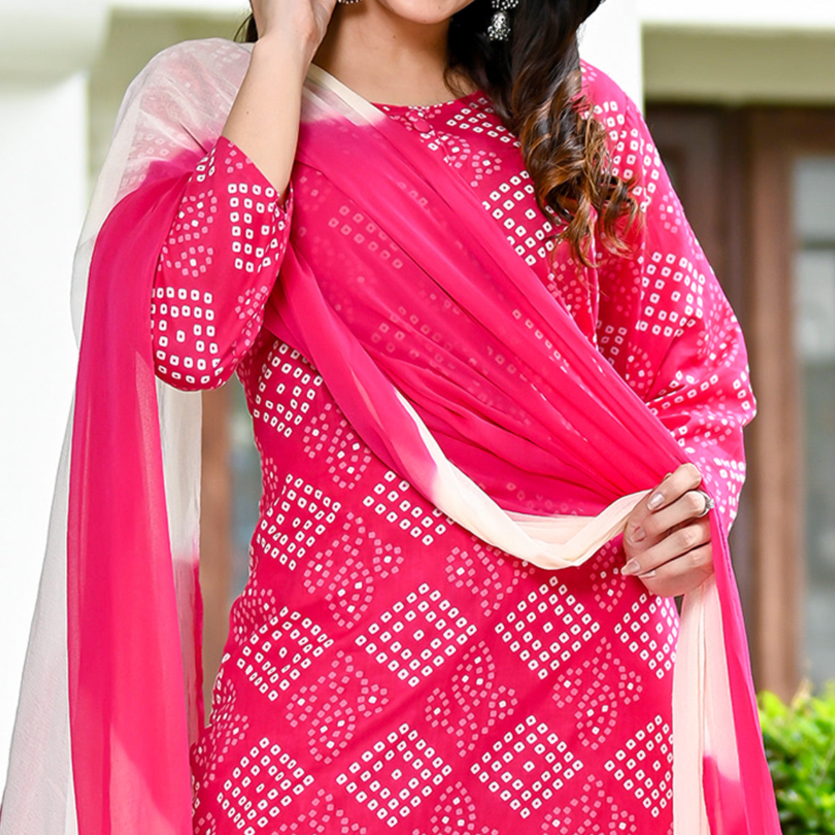 Pink Bandhani Printed Pure Cotton Salwar Suit