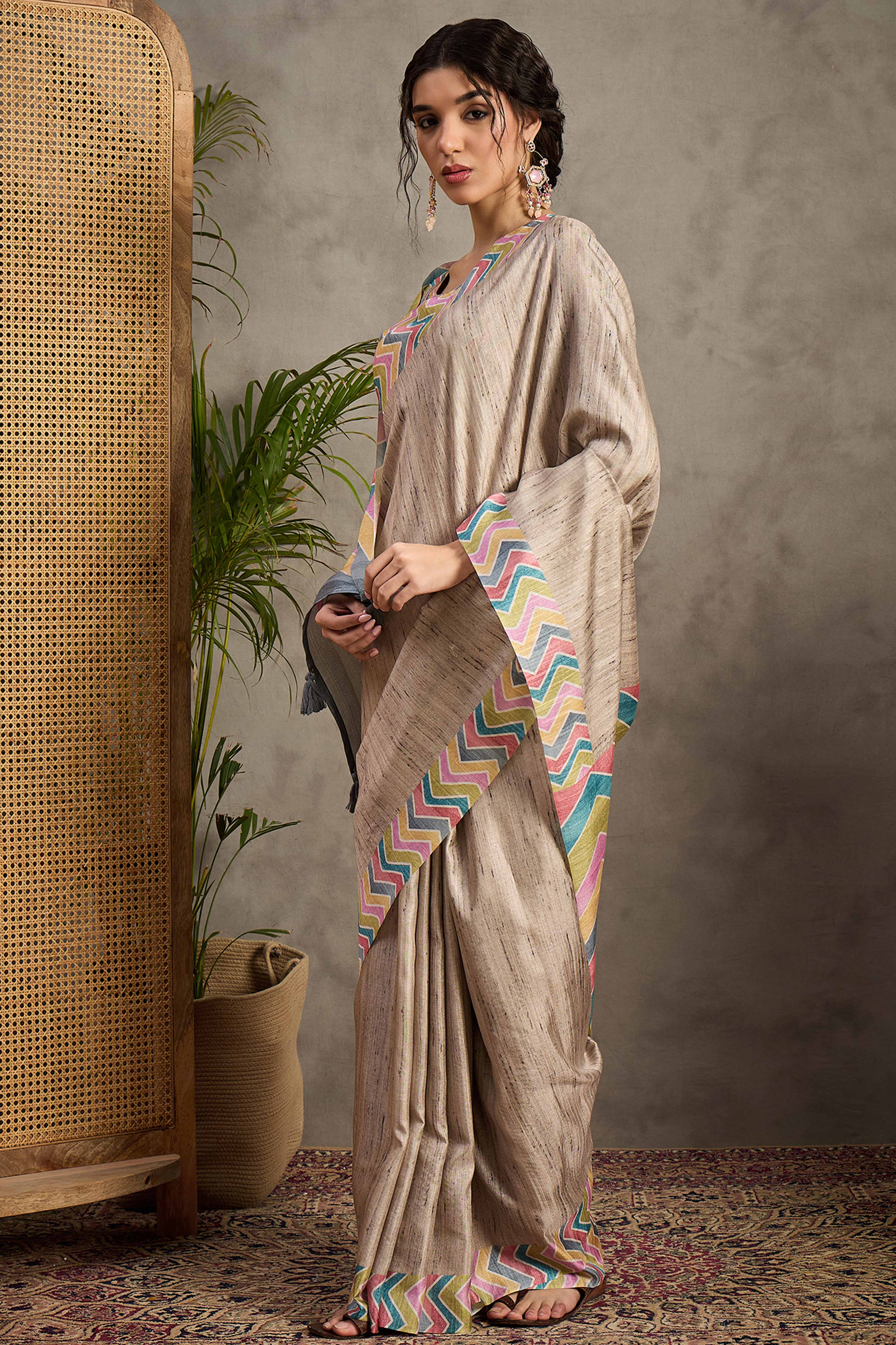 Handloom Beige Cotton Silk Saree with Timeless Weaves