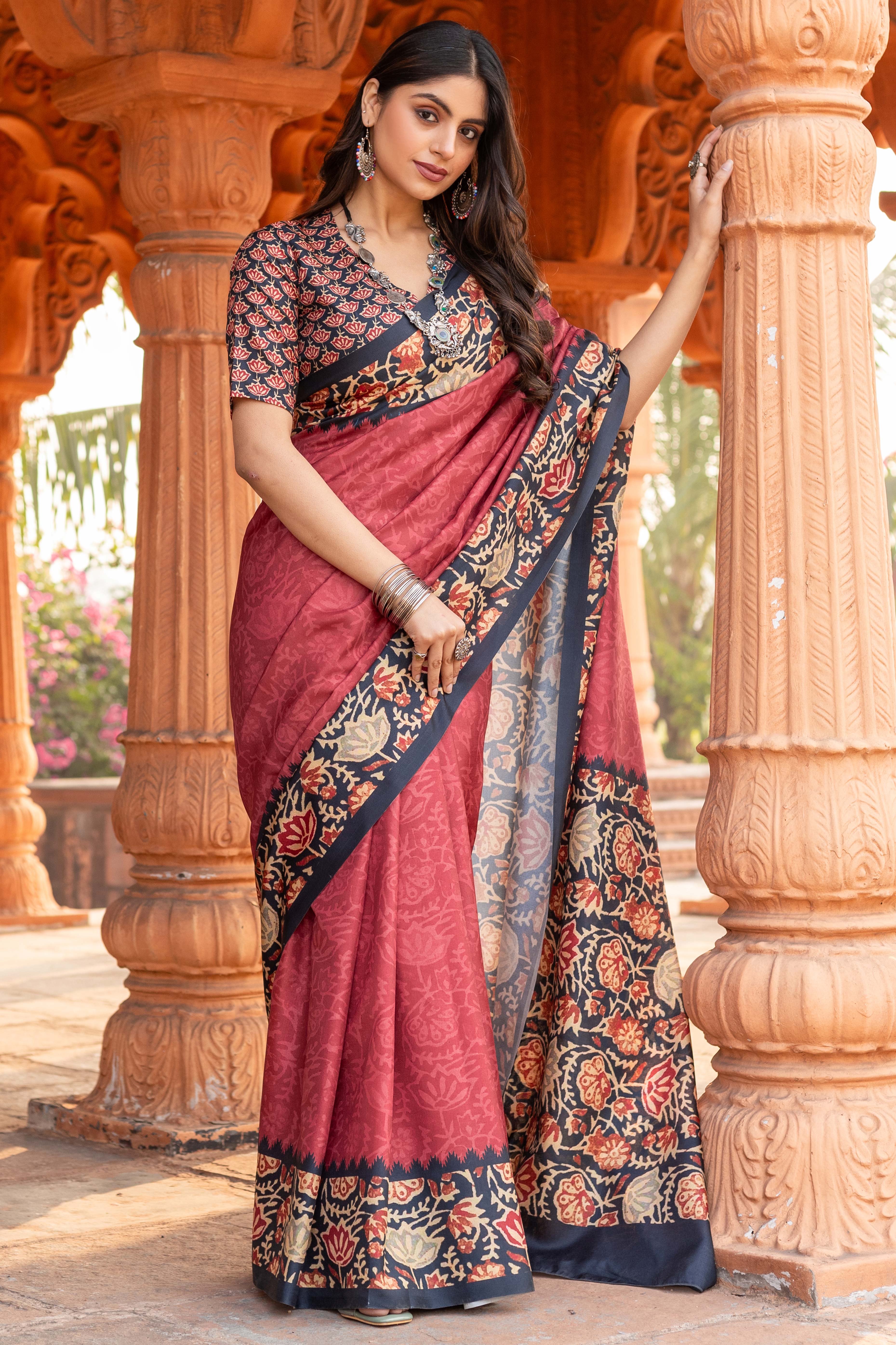 Graceful Pink Floral Printed Manipuri Cotton Silk Saree Showcasing Timeless Elegance