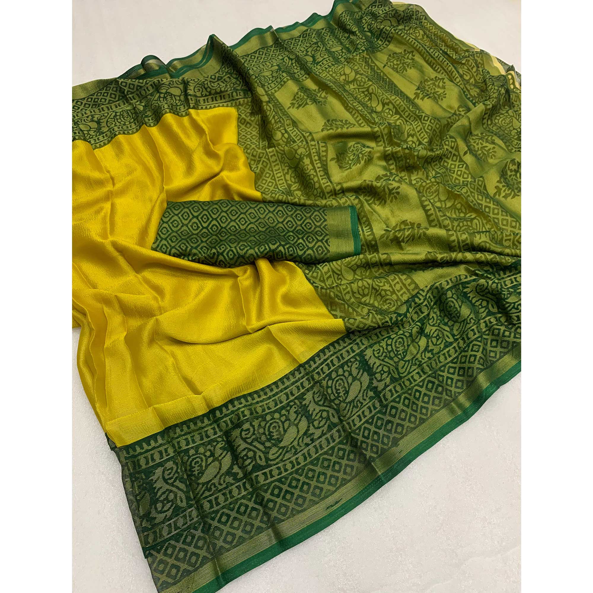 Olive Patola Printed Chiffon Saree