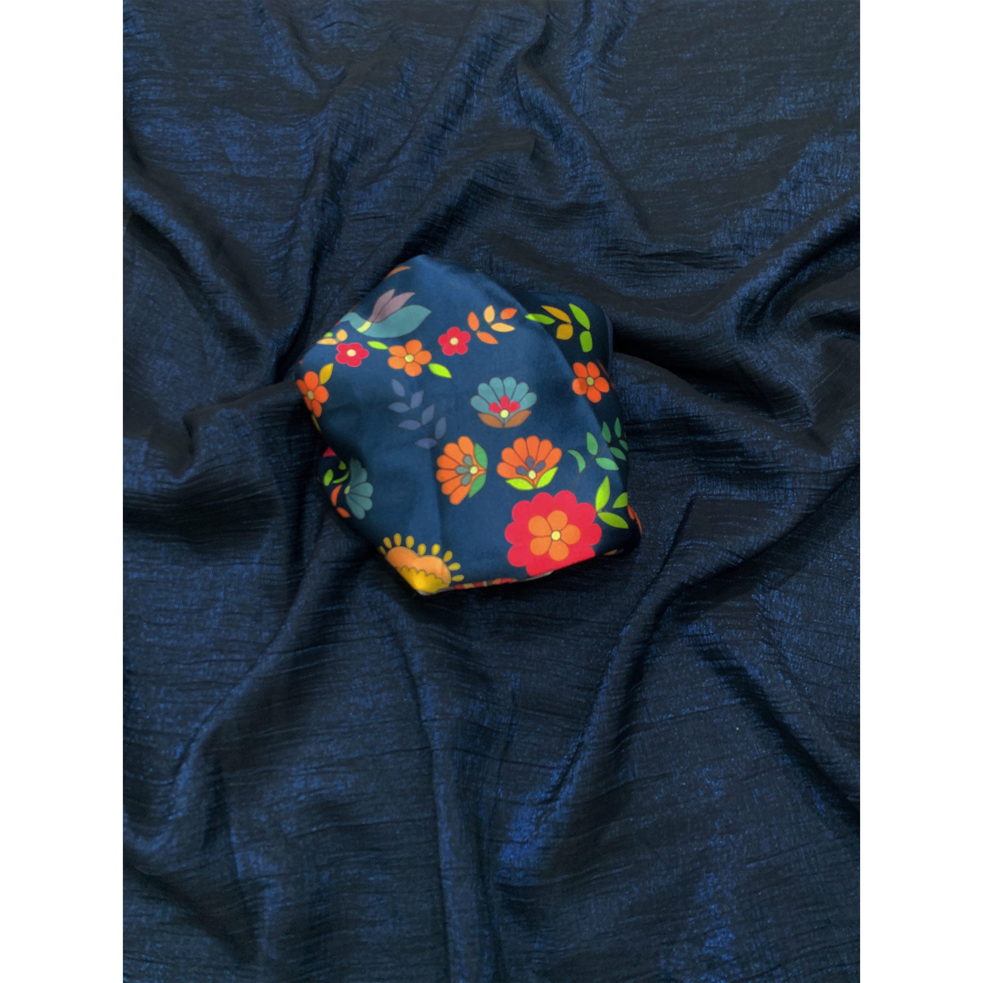 Dark Teal Solid Crepe Crush Saree