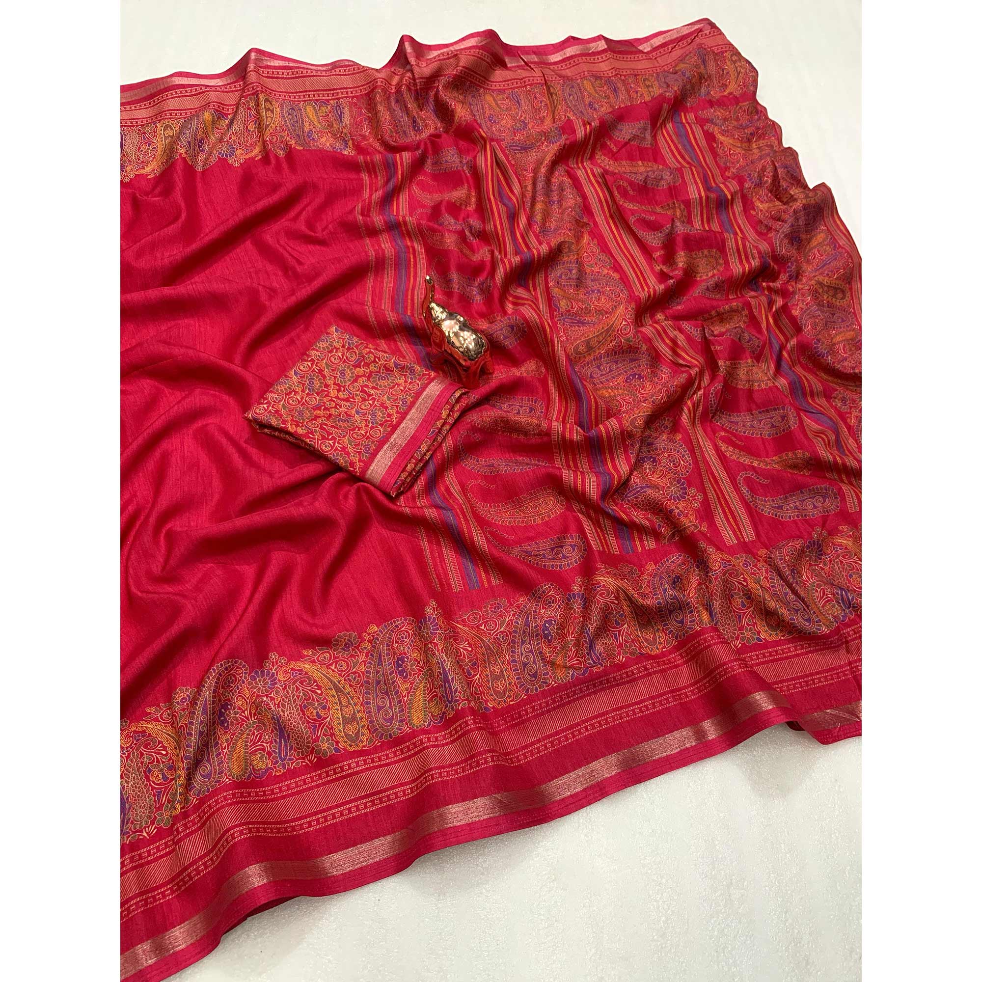 Traditional Pink Kashmiri Printed Silk Blend Saree