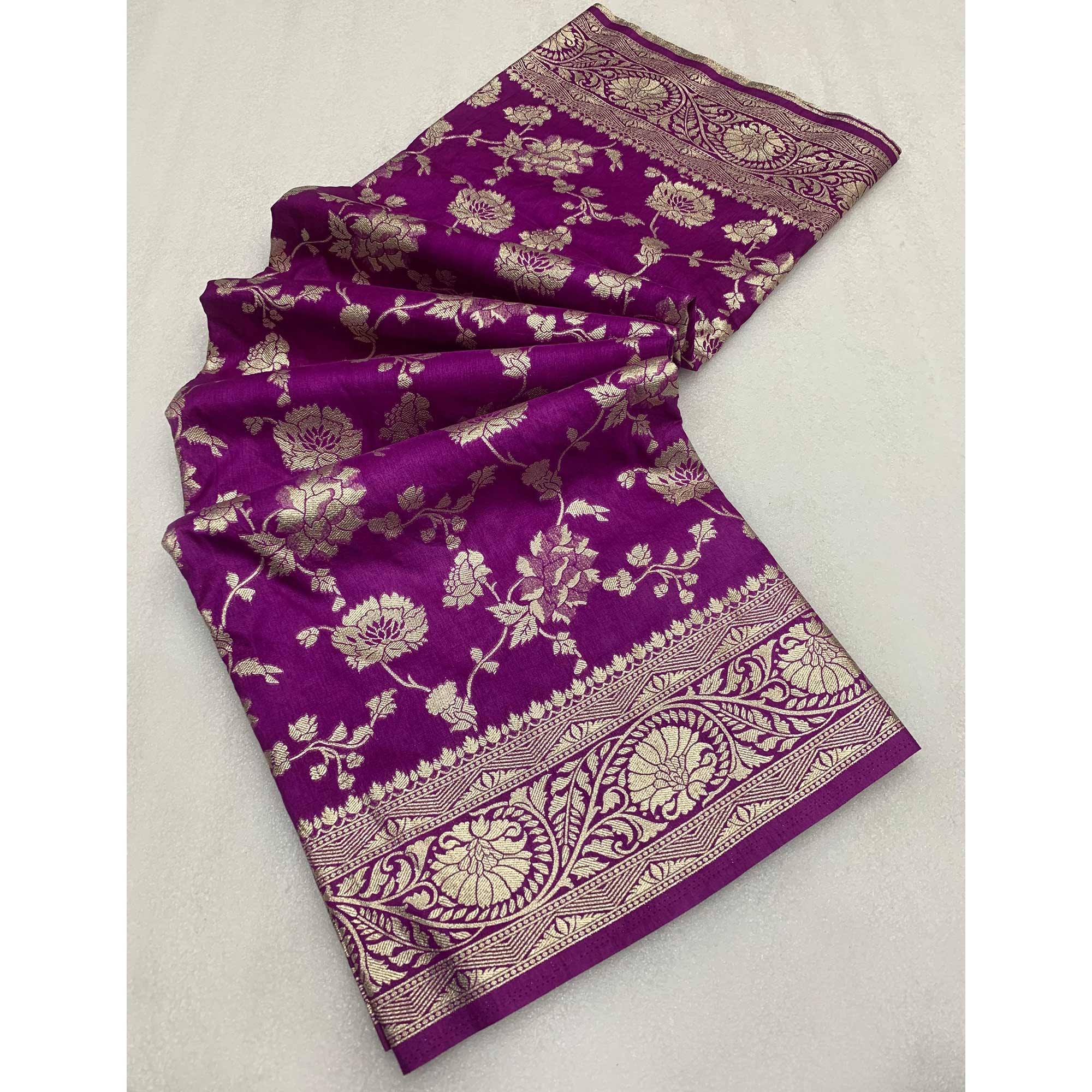 Purple Zari Woven Dola Silk Saree