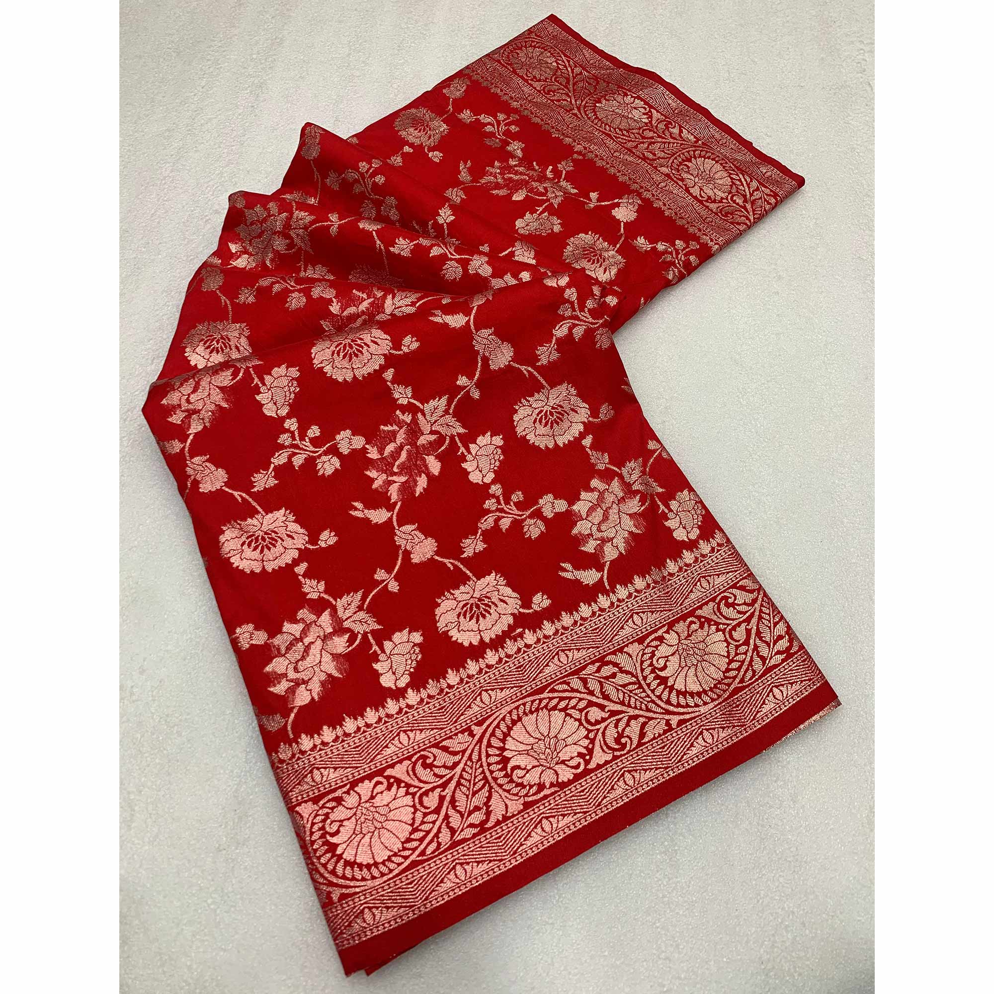 Red Zari Woven Dola Silk Saree