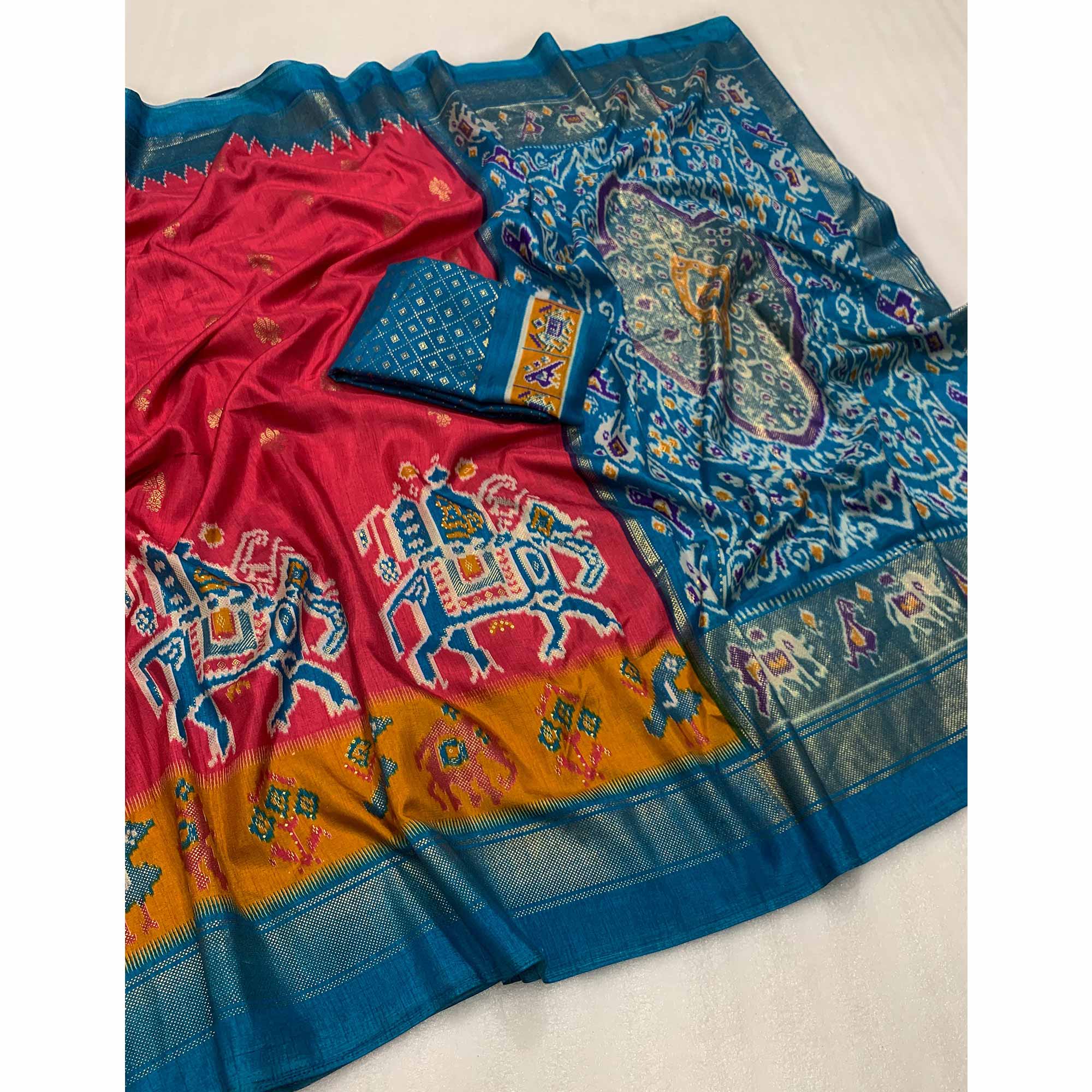 Pink Patola Printed Dola Silk Saree