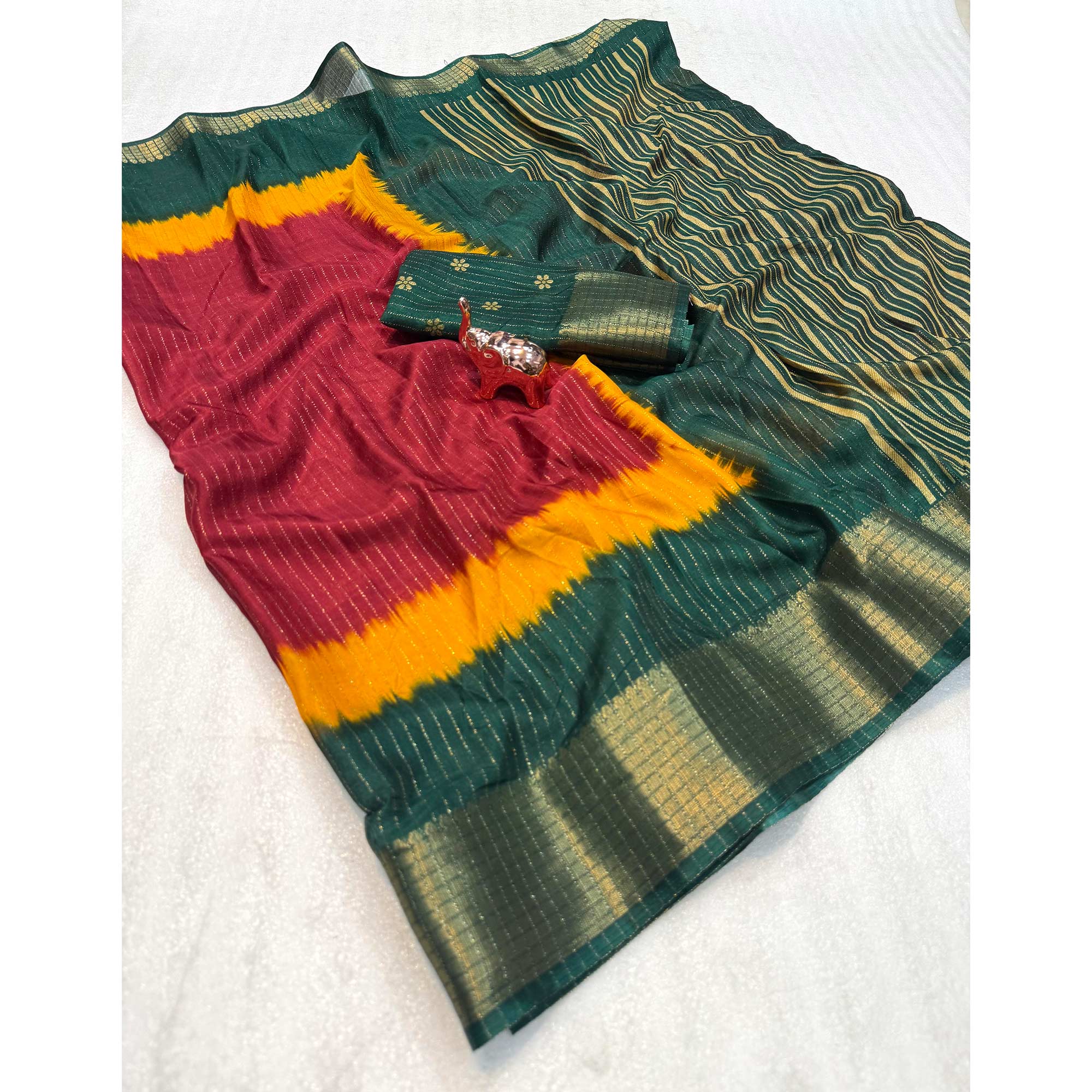 Maroon Dual Tone Woven Dola Silk Saree with Zari Weaving