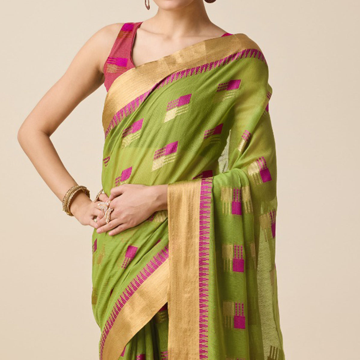 Green Zari Woven Cotton Silk Saree