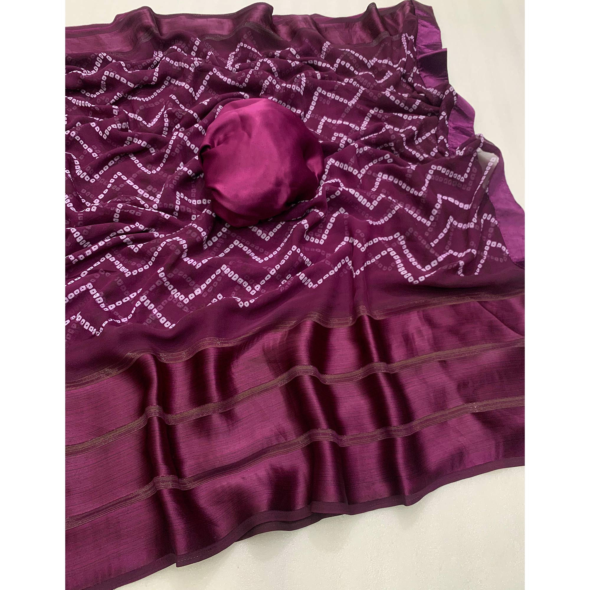 Purple Bandhani Printed Georgette Saree