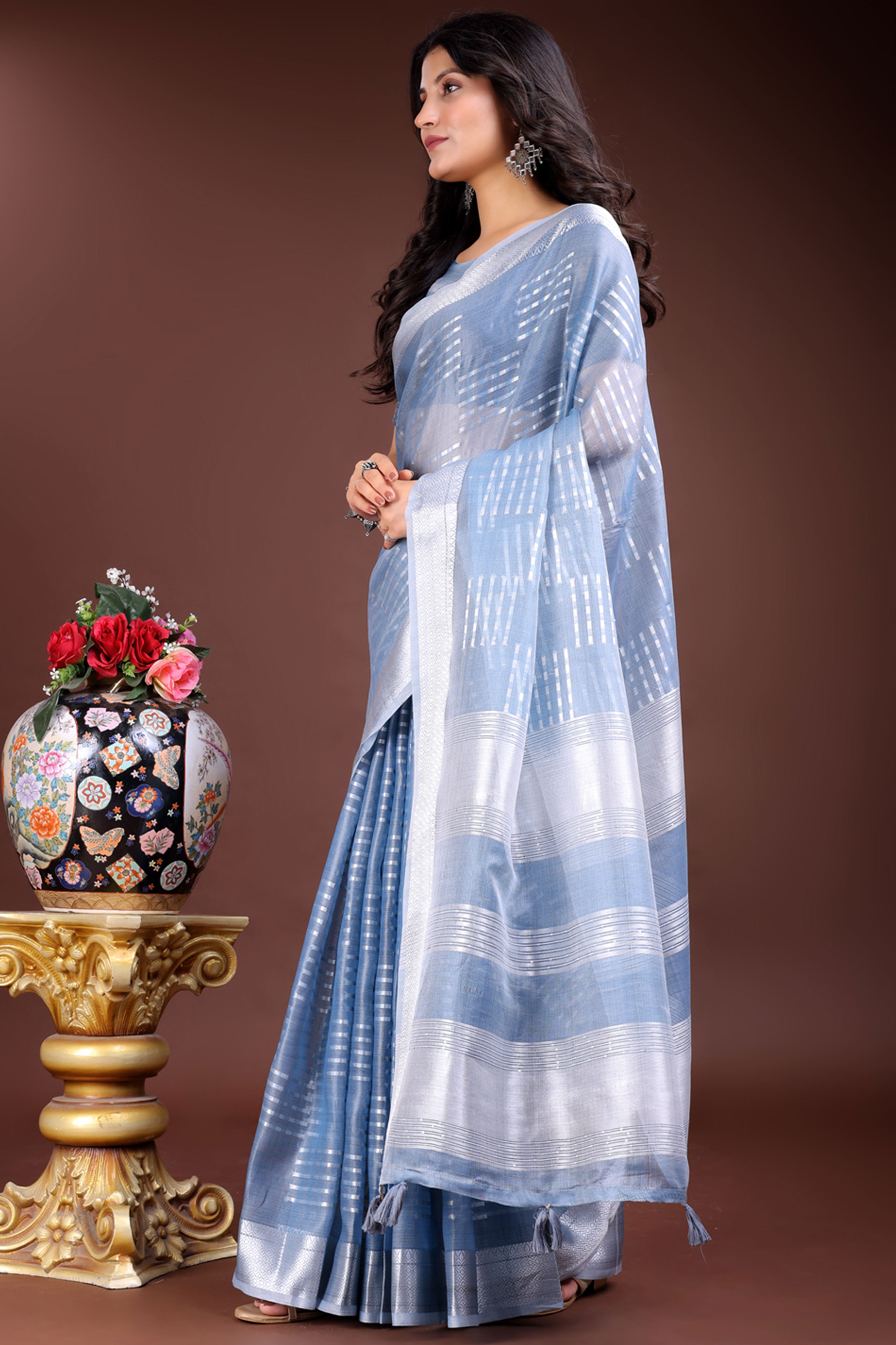 Yellow Organza Saree with Zari Woven Grace