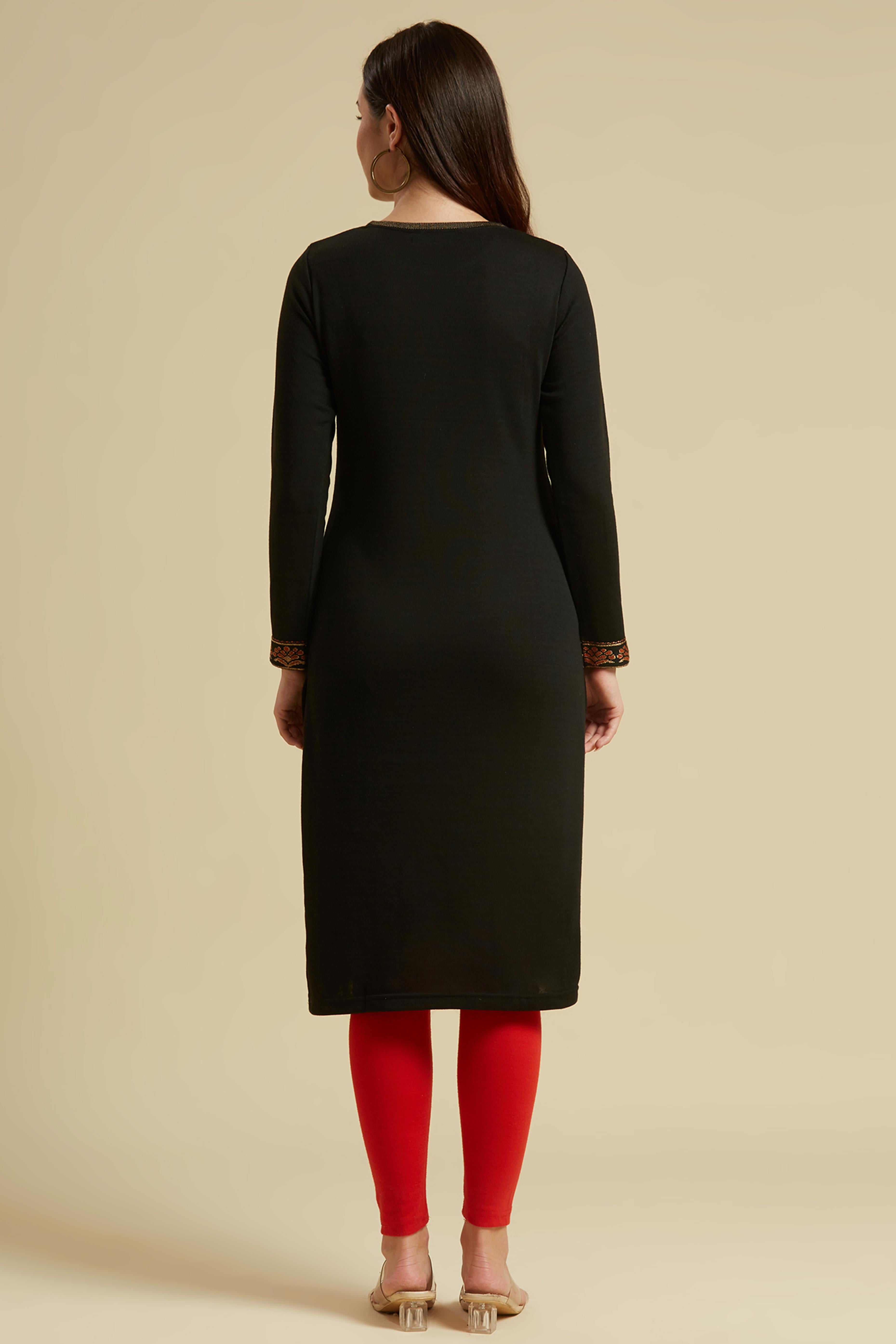 Black Woolen Straight Kurti