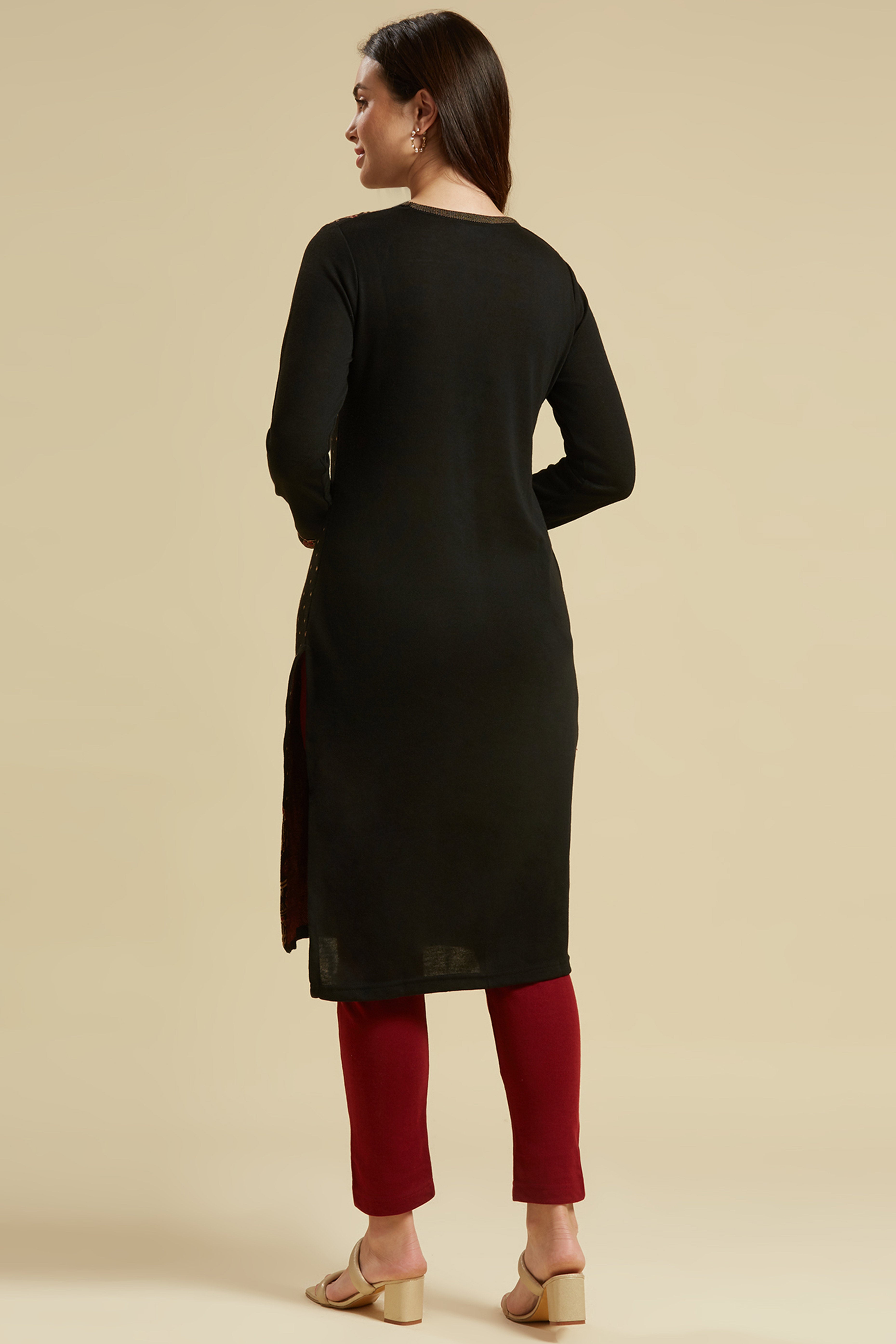 Black Woolen Straight Kurti