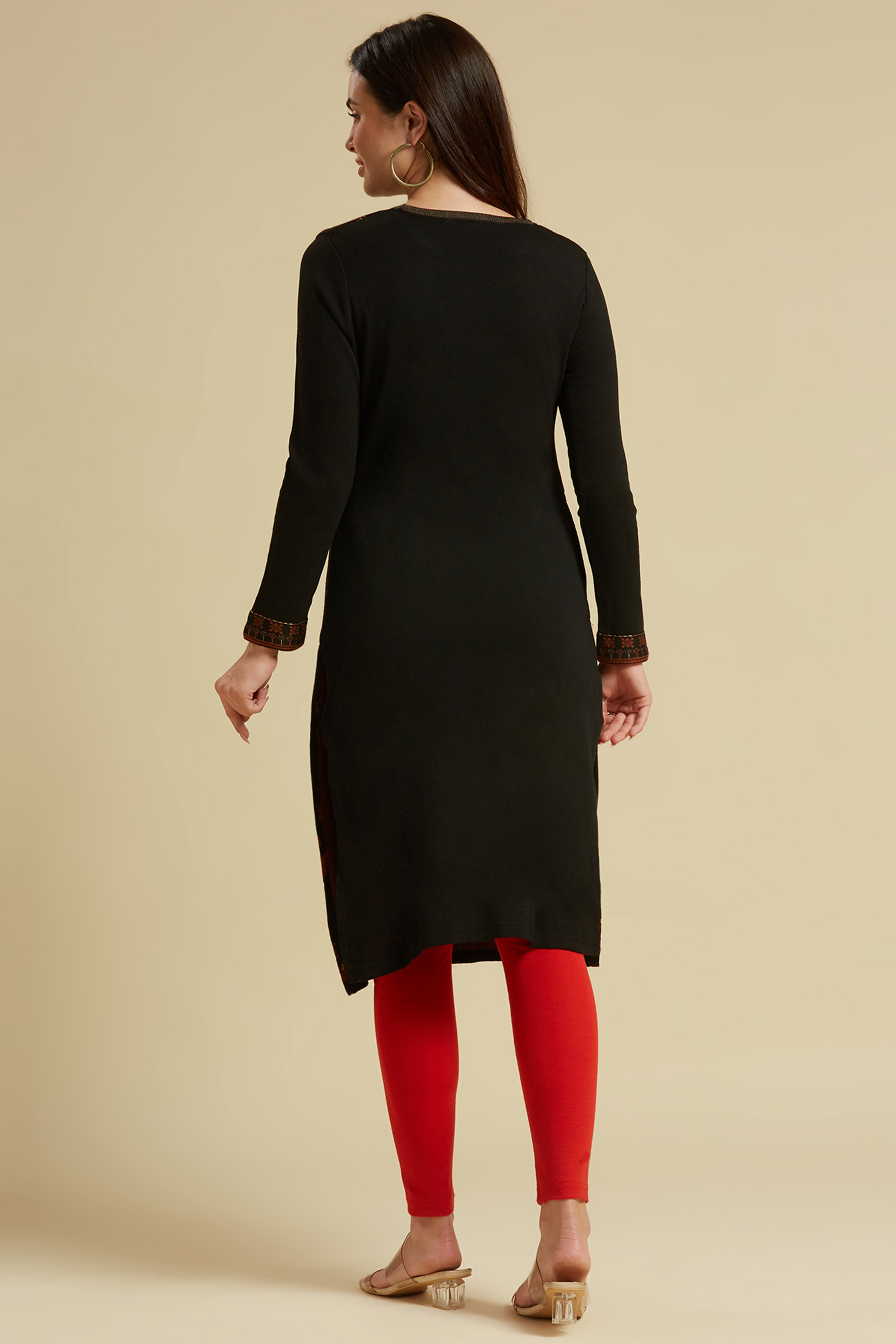 Black Woolen Straight Kurti