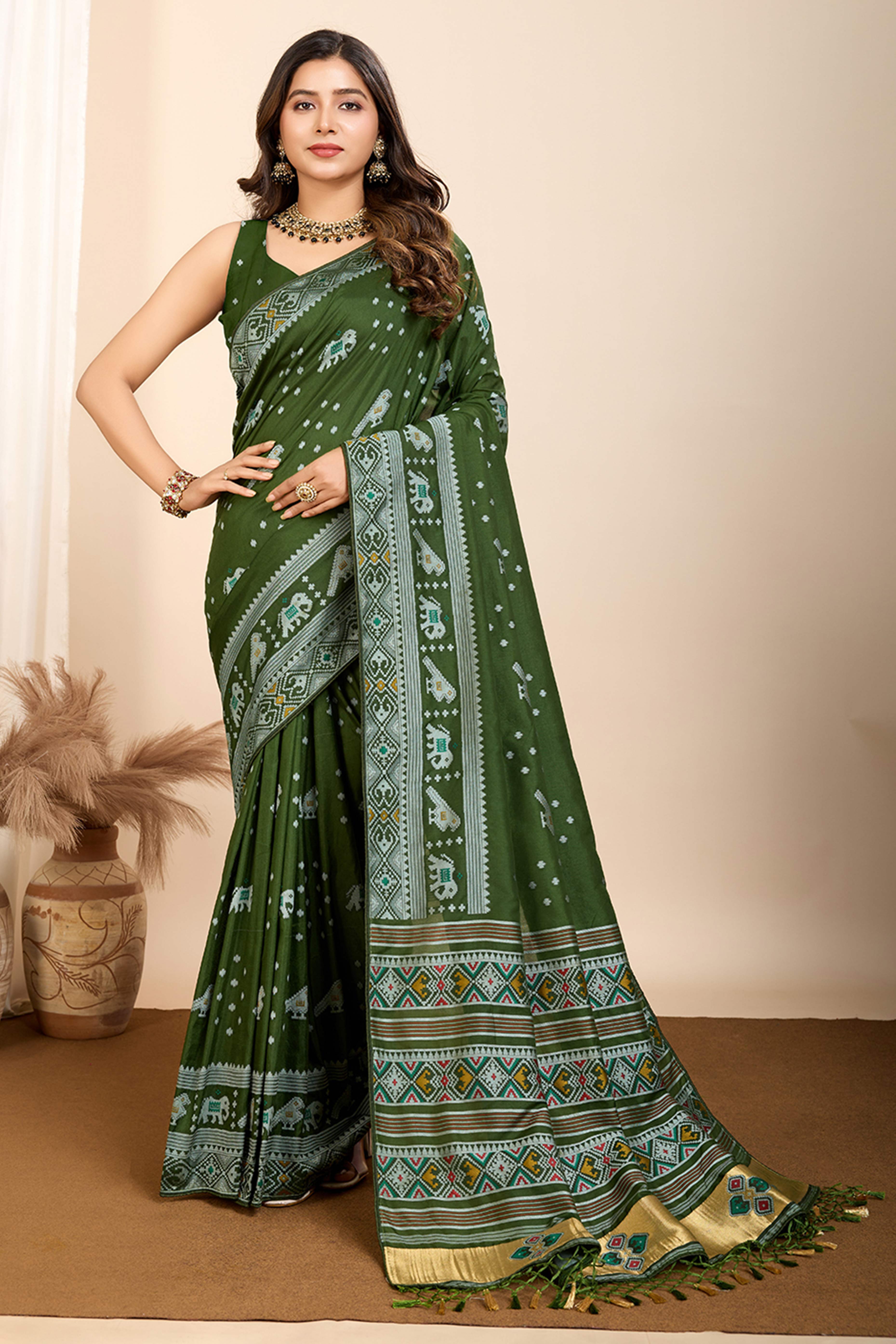 Green Minakari Weaving Pure Silk Saree
