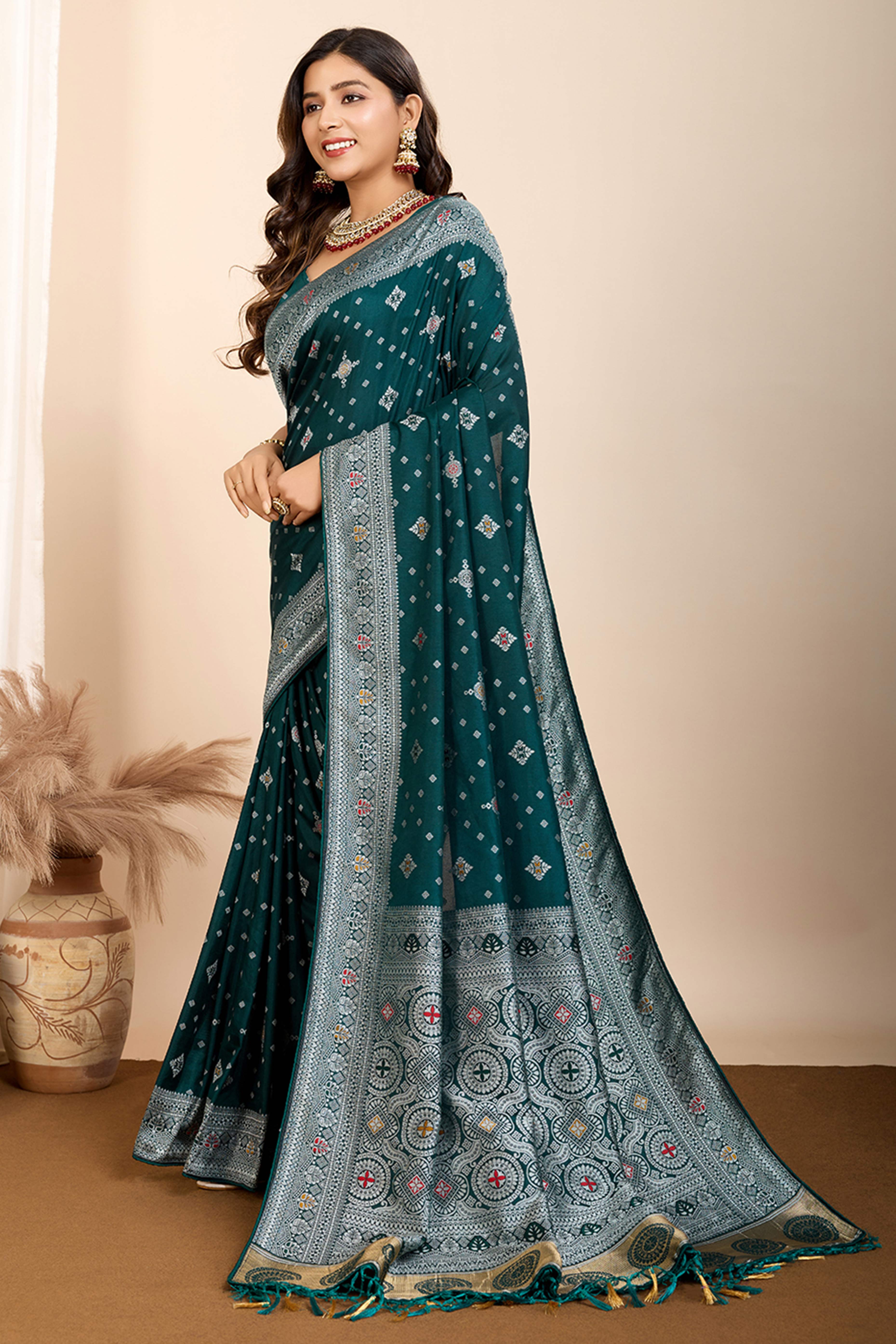 Green Minakari Weaving Pure Silk Saree