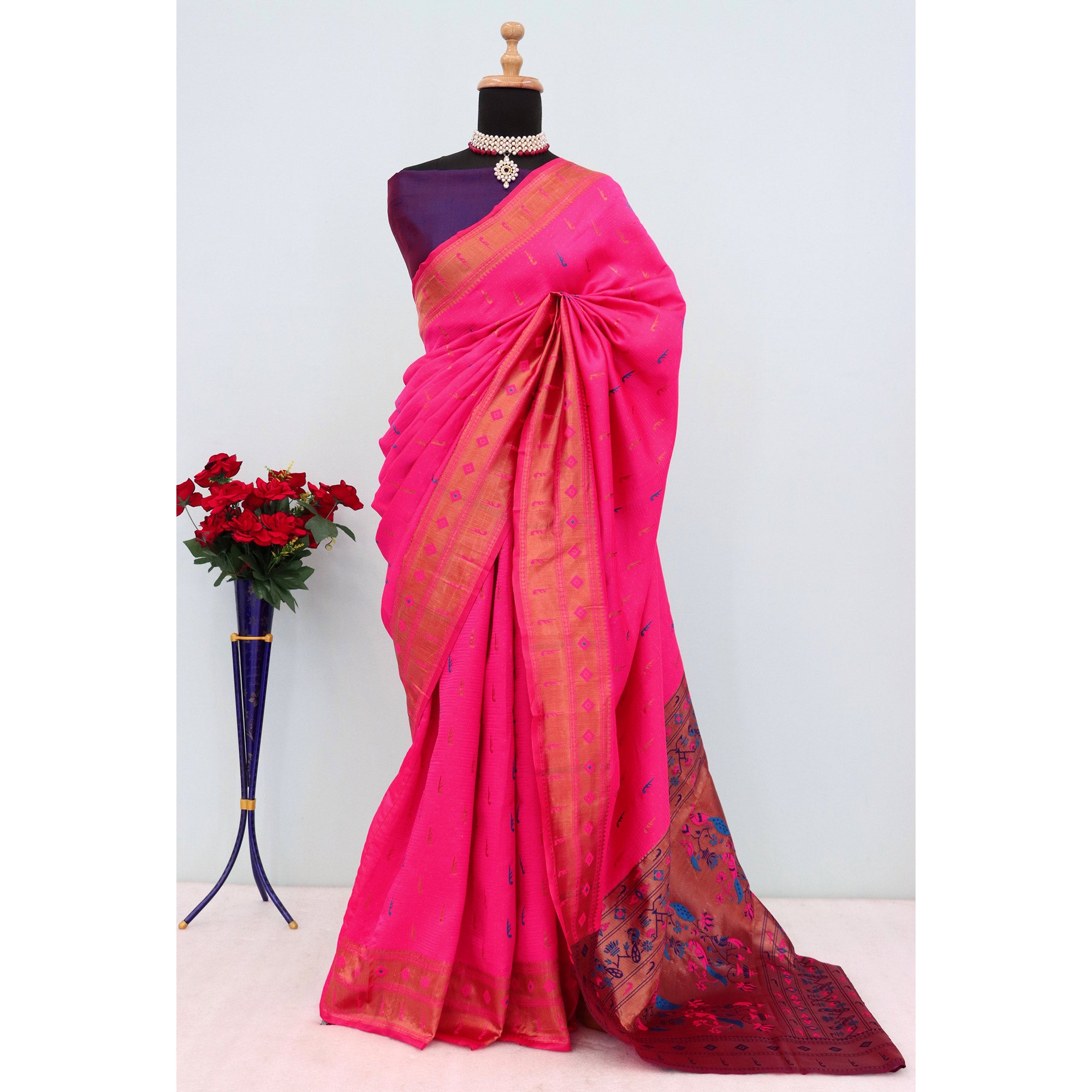 Pink Woven Pure Silk Paithani Saree
