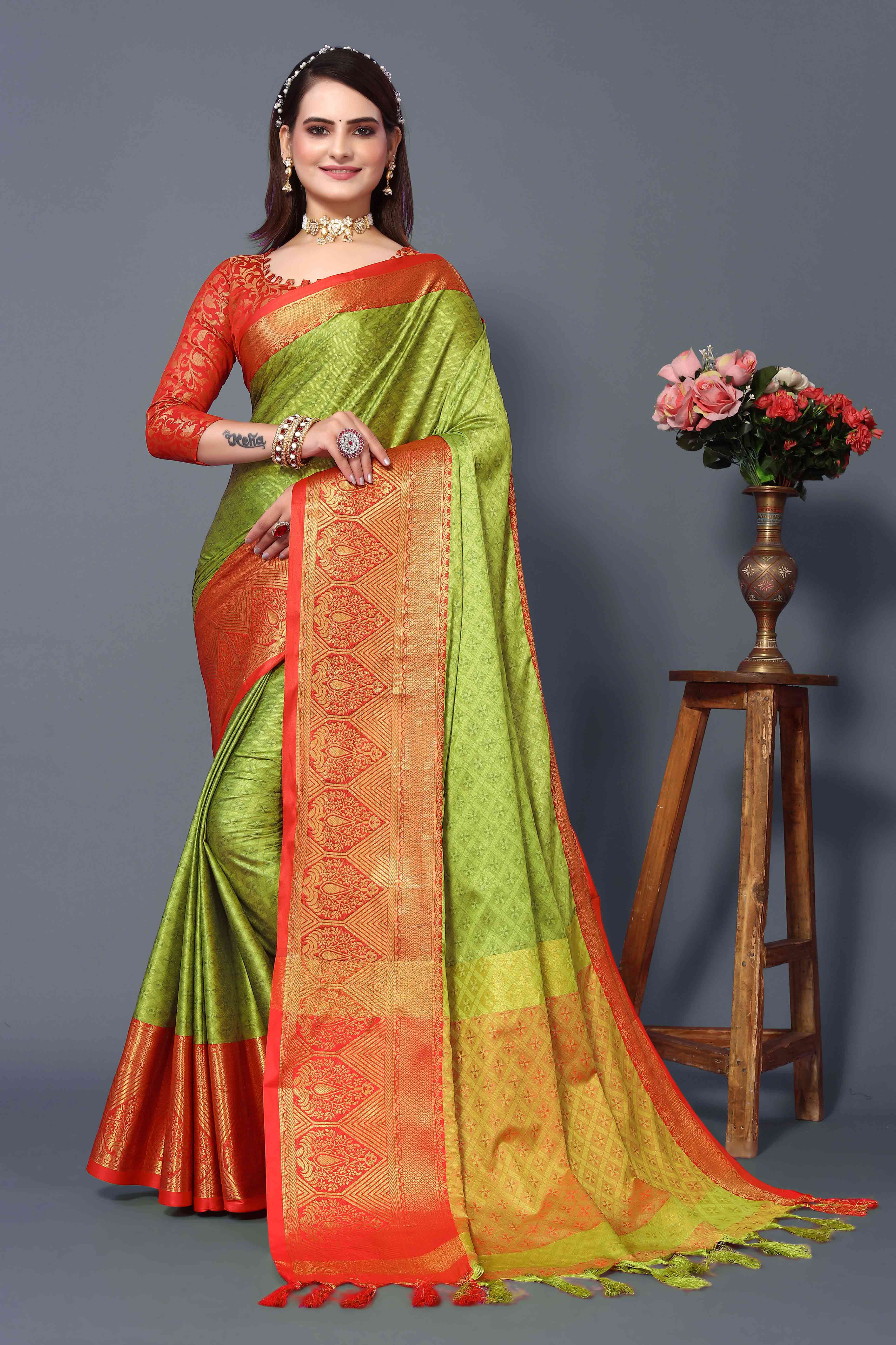 Green Zari Weaving Cotton Silk Saree