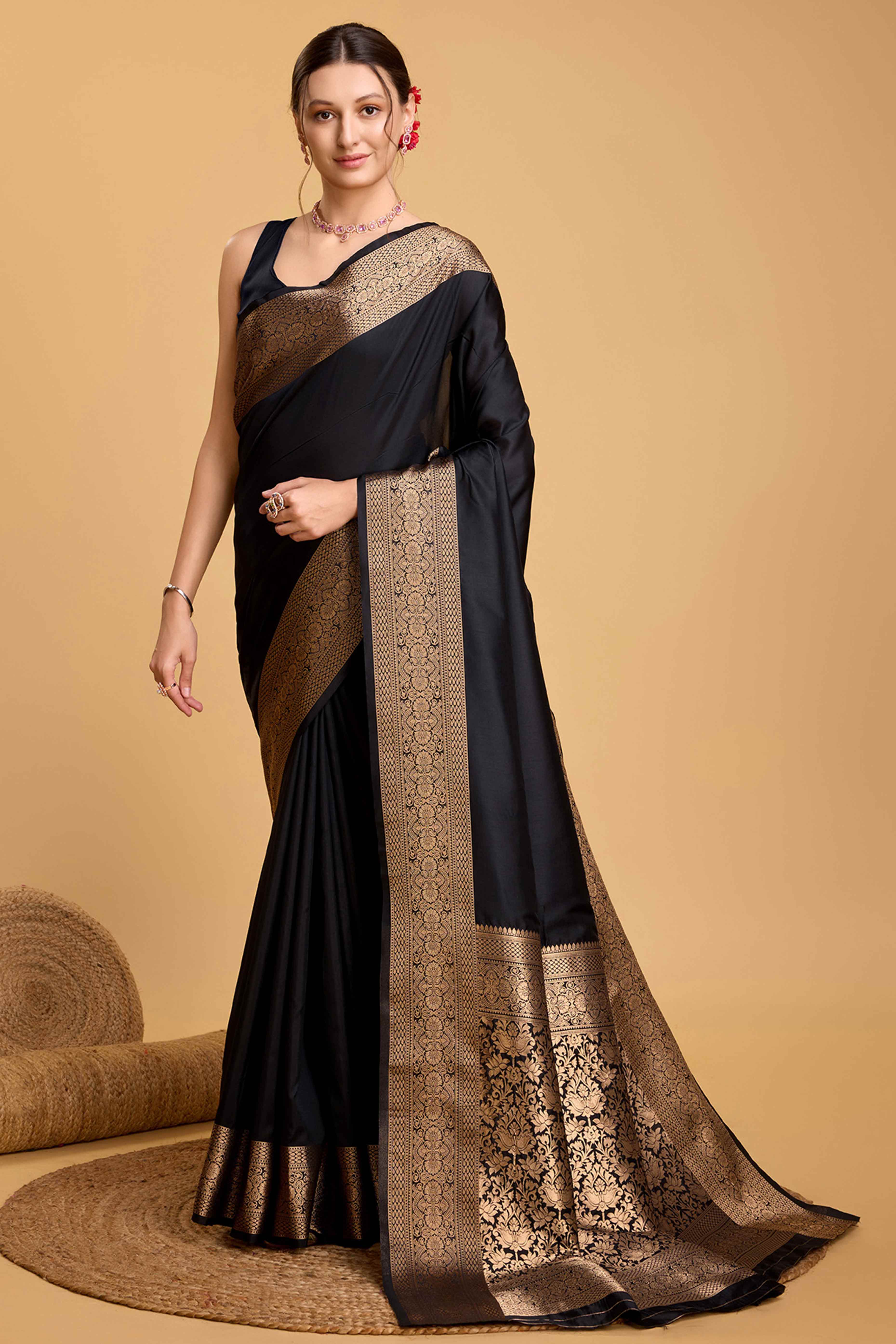 Black Zari Weaving Banarasi Silk Saree