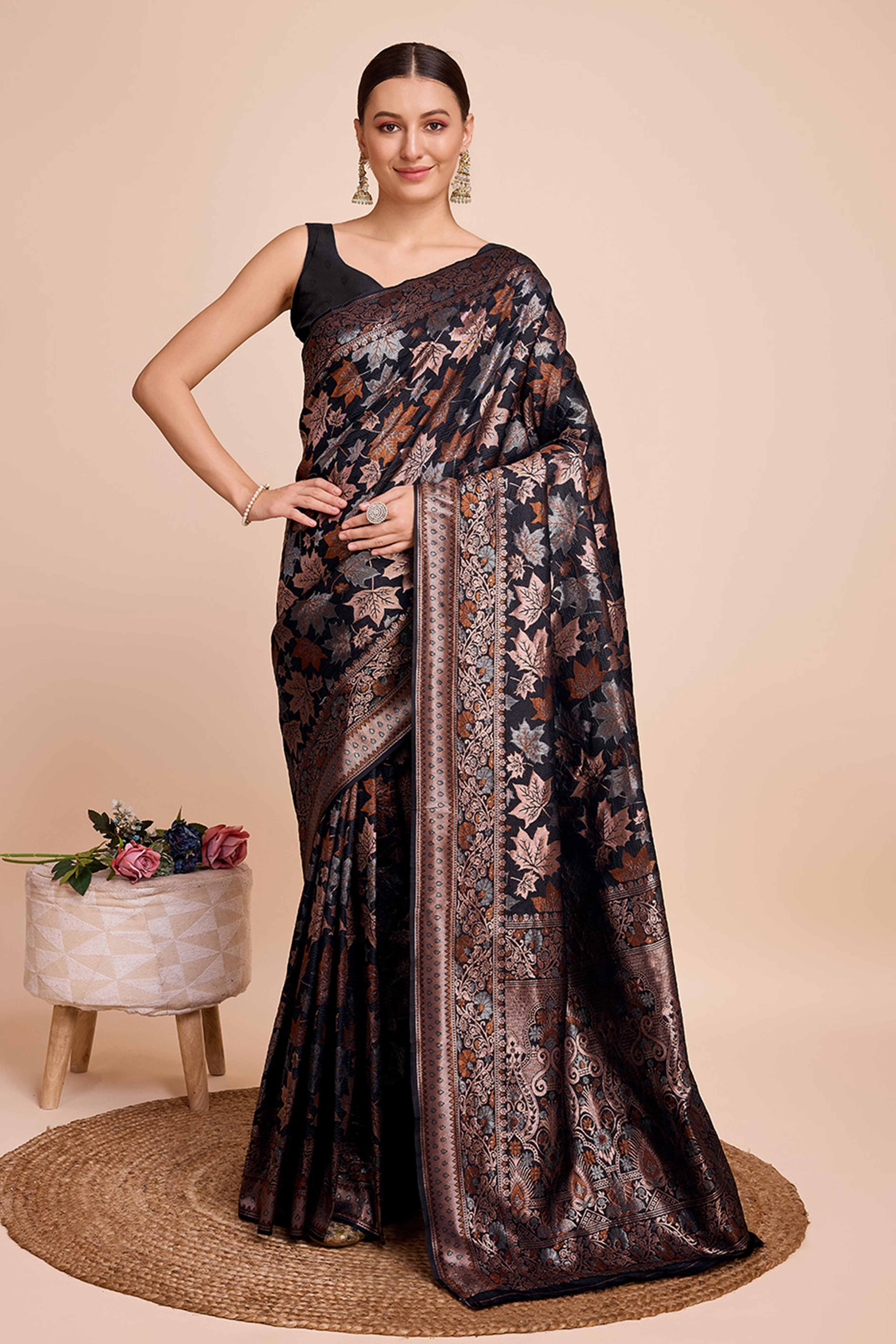 Black Zari Weaving Pure Silk Saree