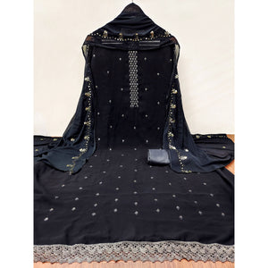 Black Floral Sequins Embroidered Georgette Dress Material