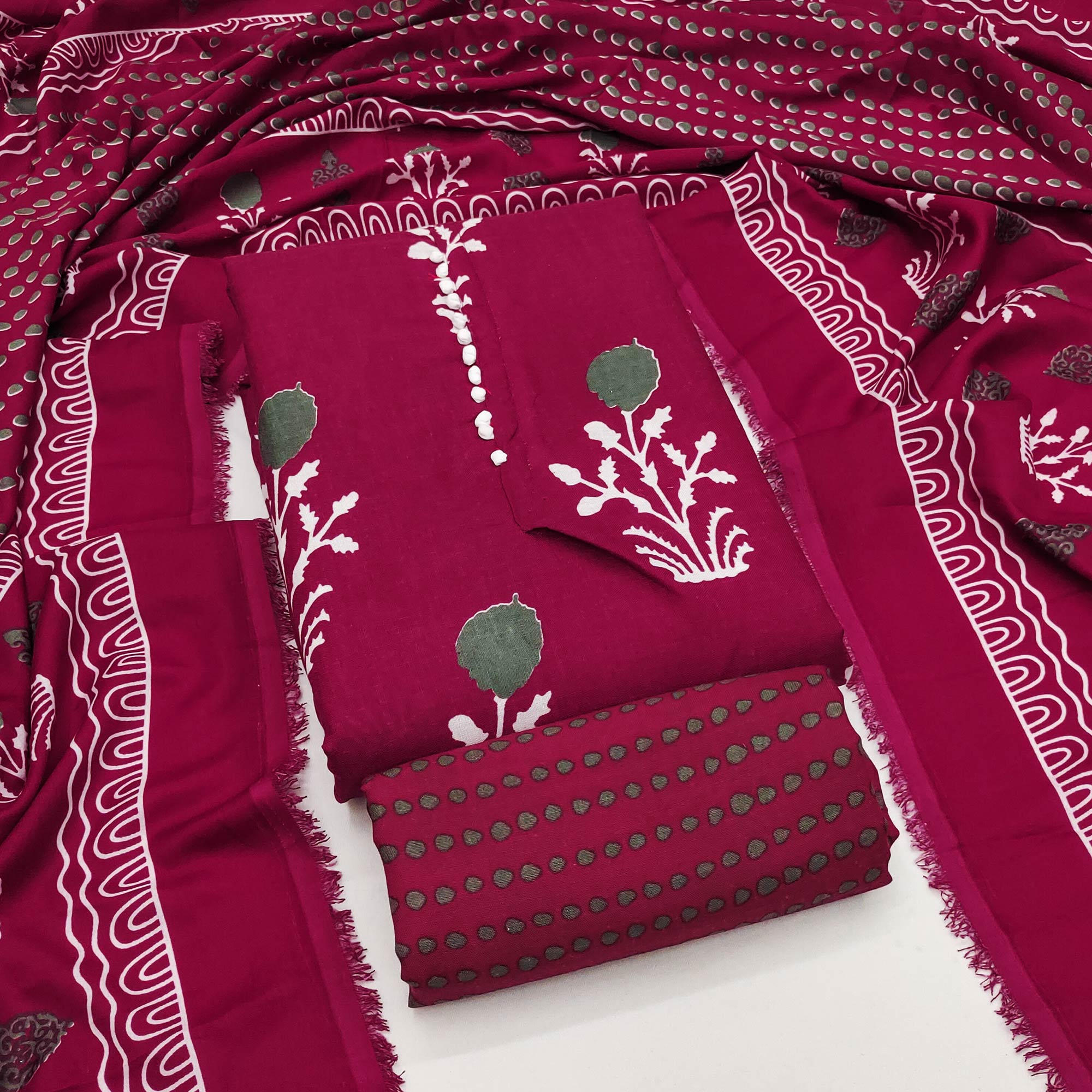 Pink Cotton Blend Dress Material Designed With Beautiful Floral Prints