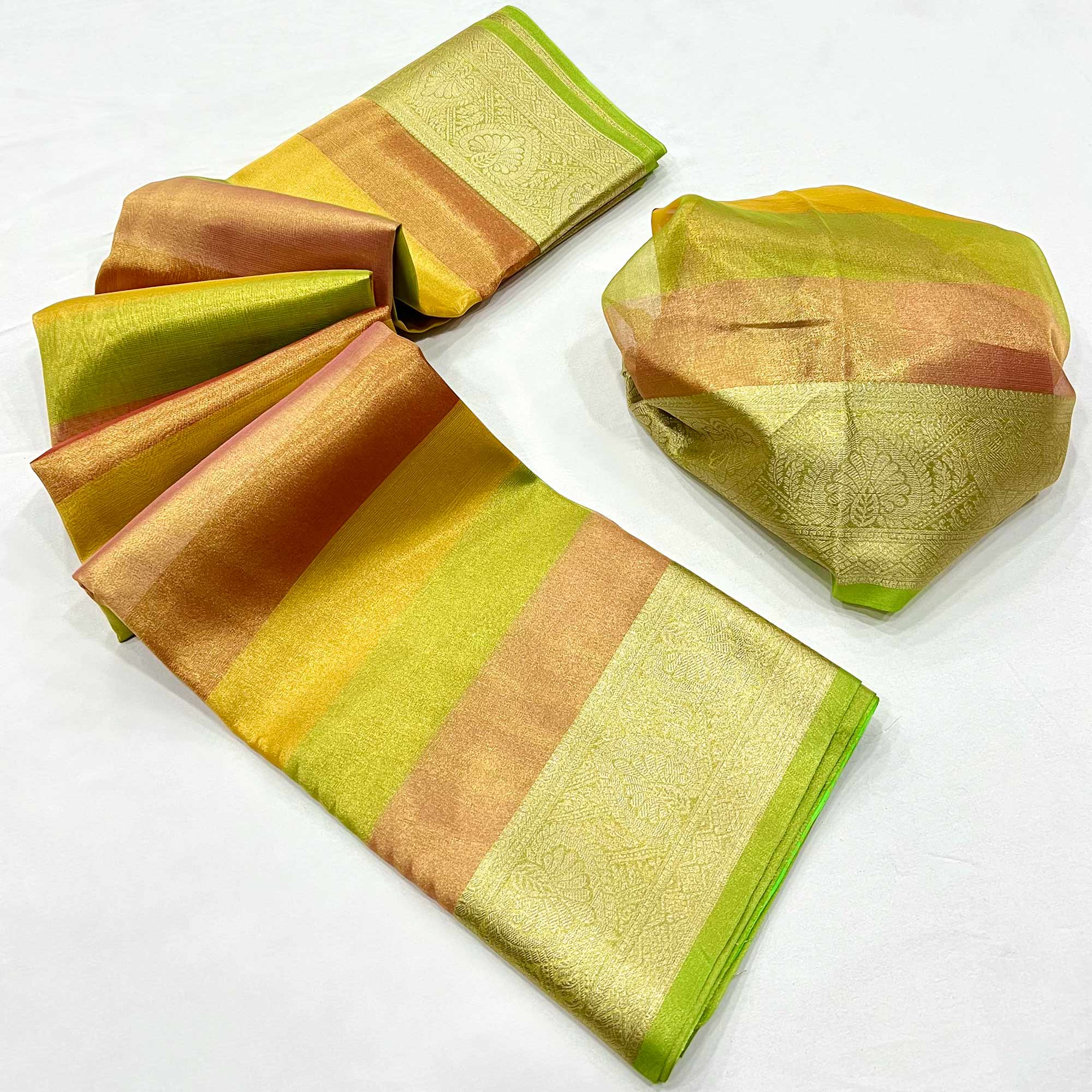 Green Zari Weaving Tissue Saree