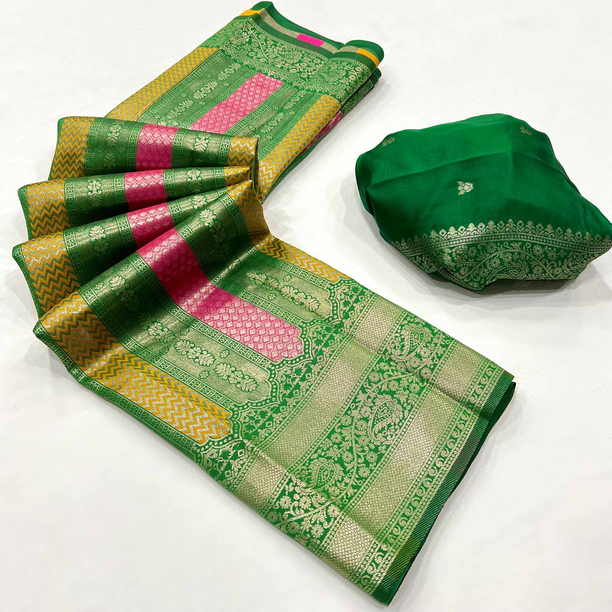 Forest Green Zari Weaving Kanjivaram Silk Saree