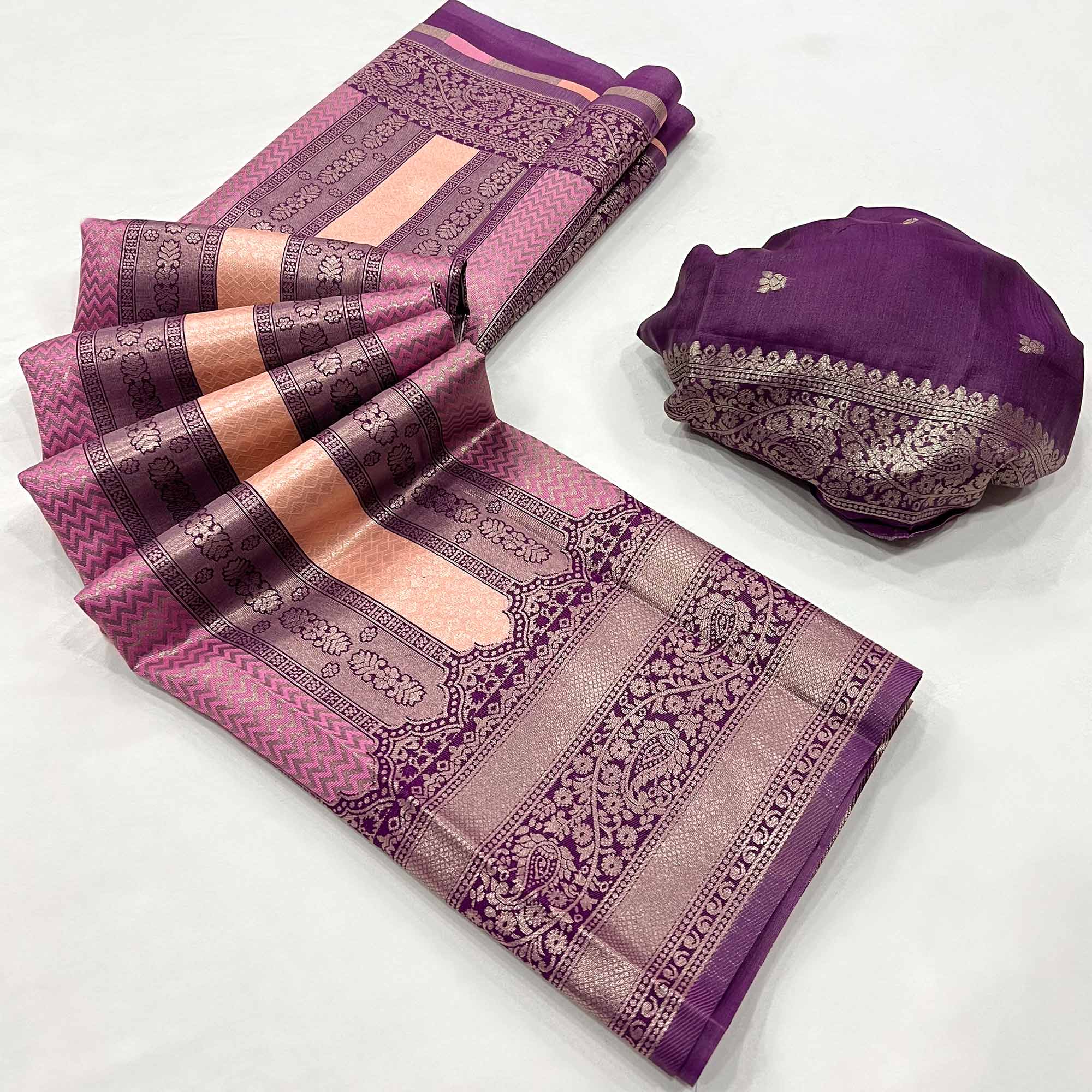 Plum Purple Zari Weaving Kanjivaram Silk Saree