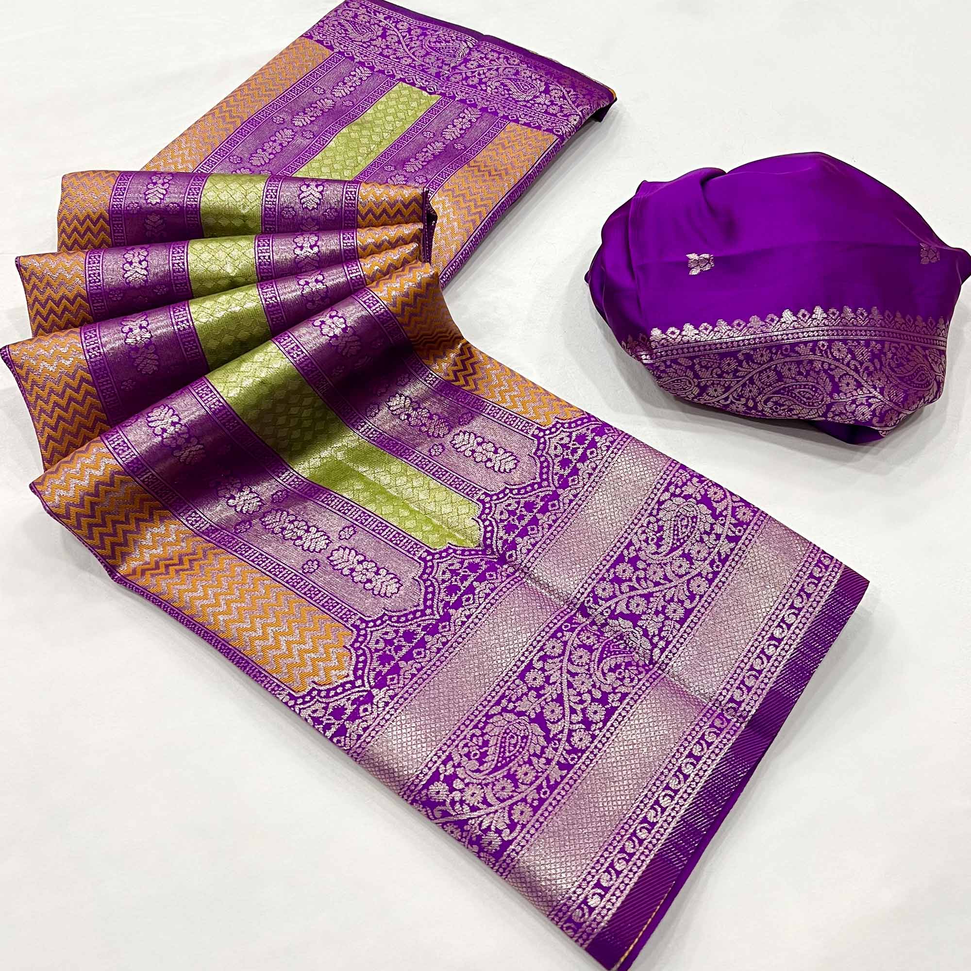 Violet Zari Weaving Kanjivaram Silk Saree