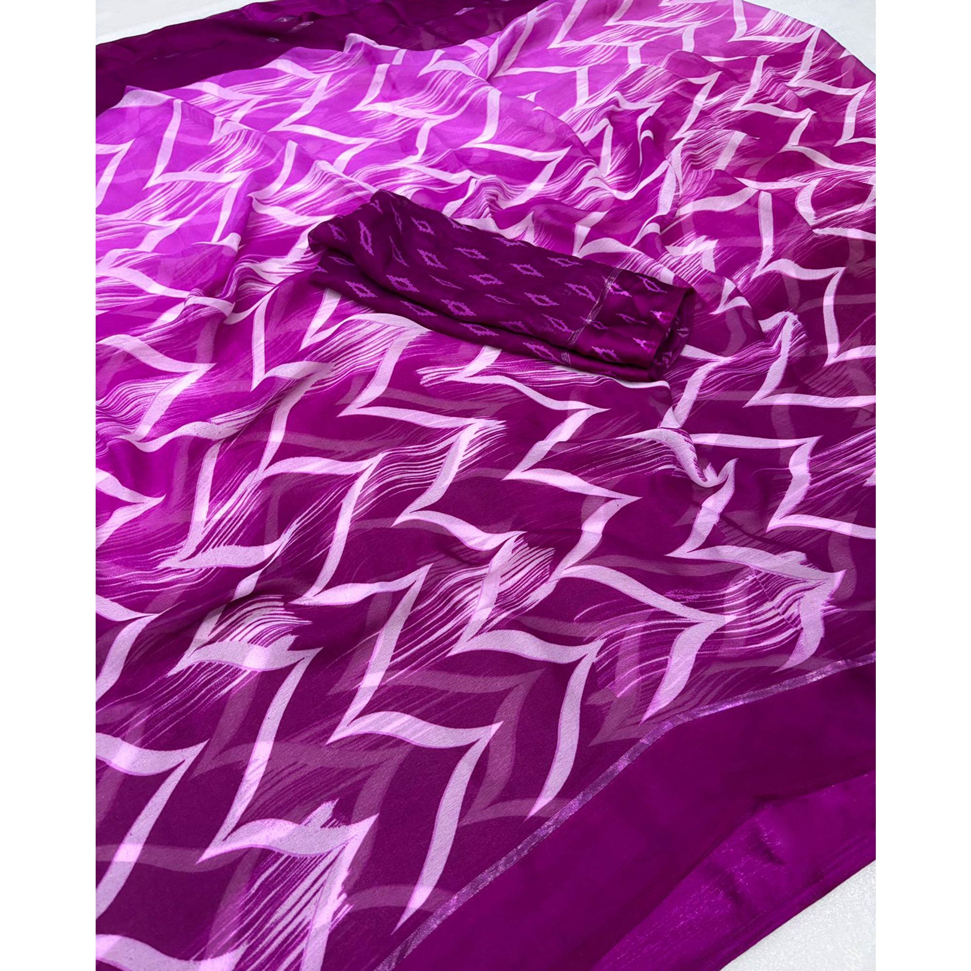 Purple Shibori Printed Chiffon Saree