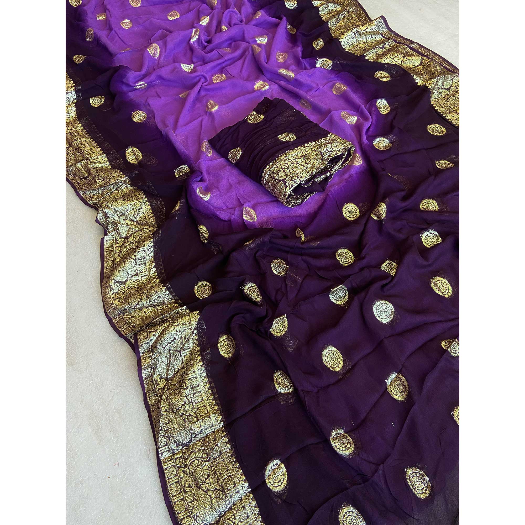 Purple Zari Weaving Pure Viscose Saree