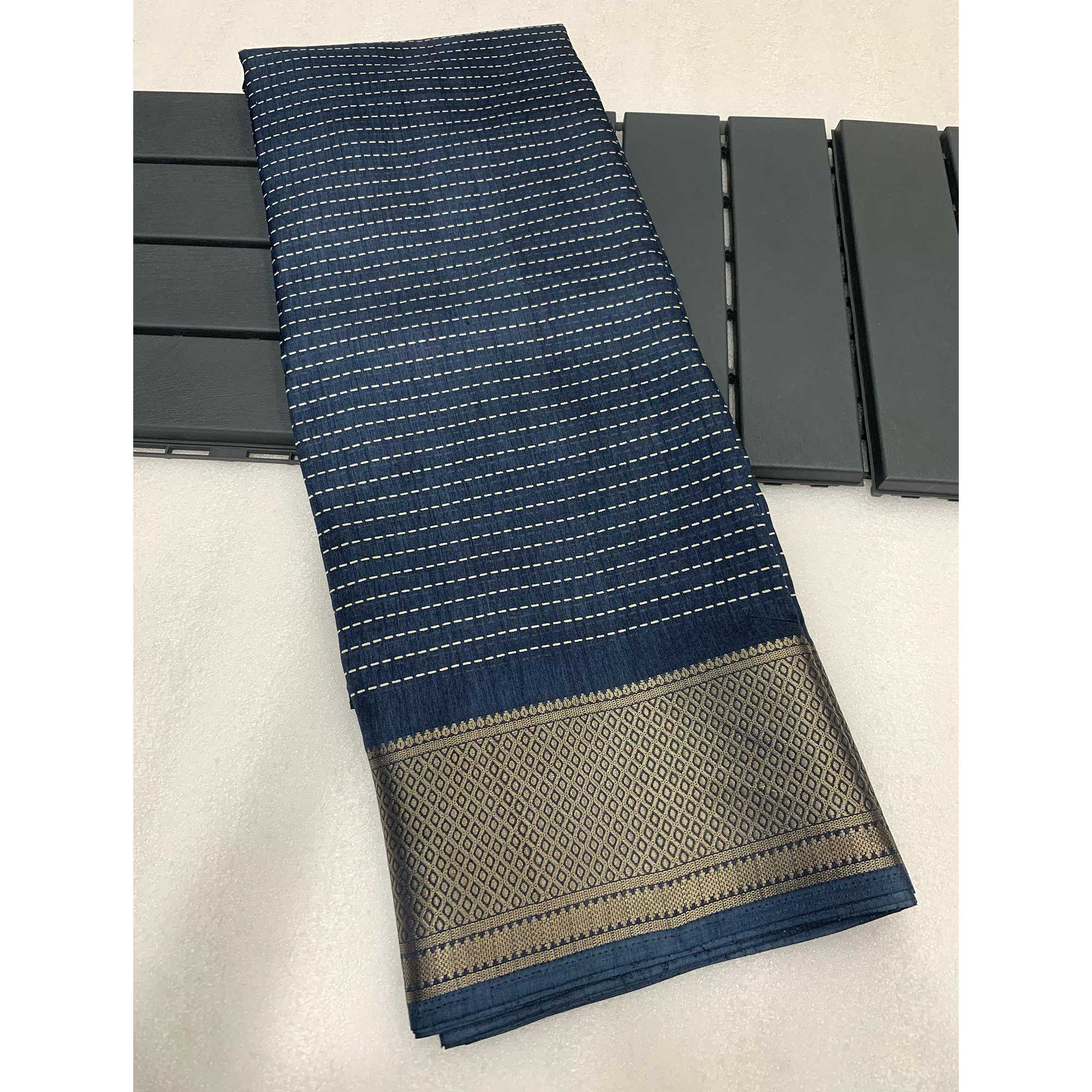 Grey Printed Dola Silk Saree With Jacquard Border