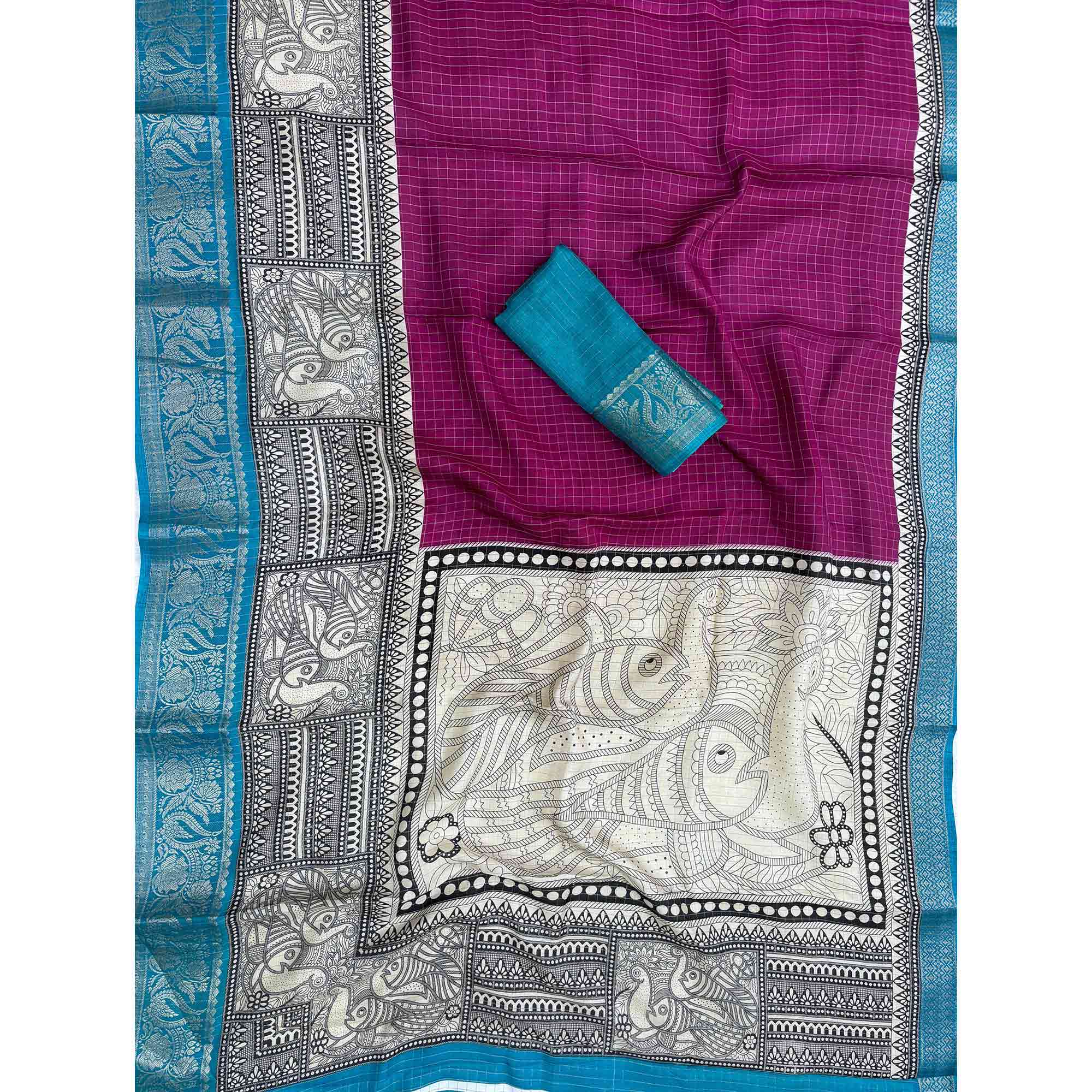 Dark Magenta Zari Woven Dola Silk Saree