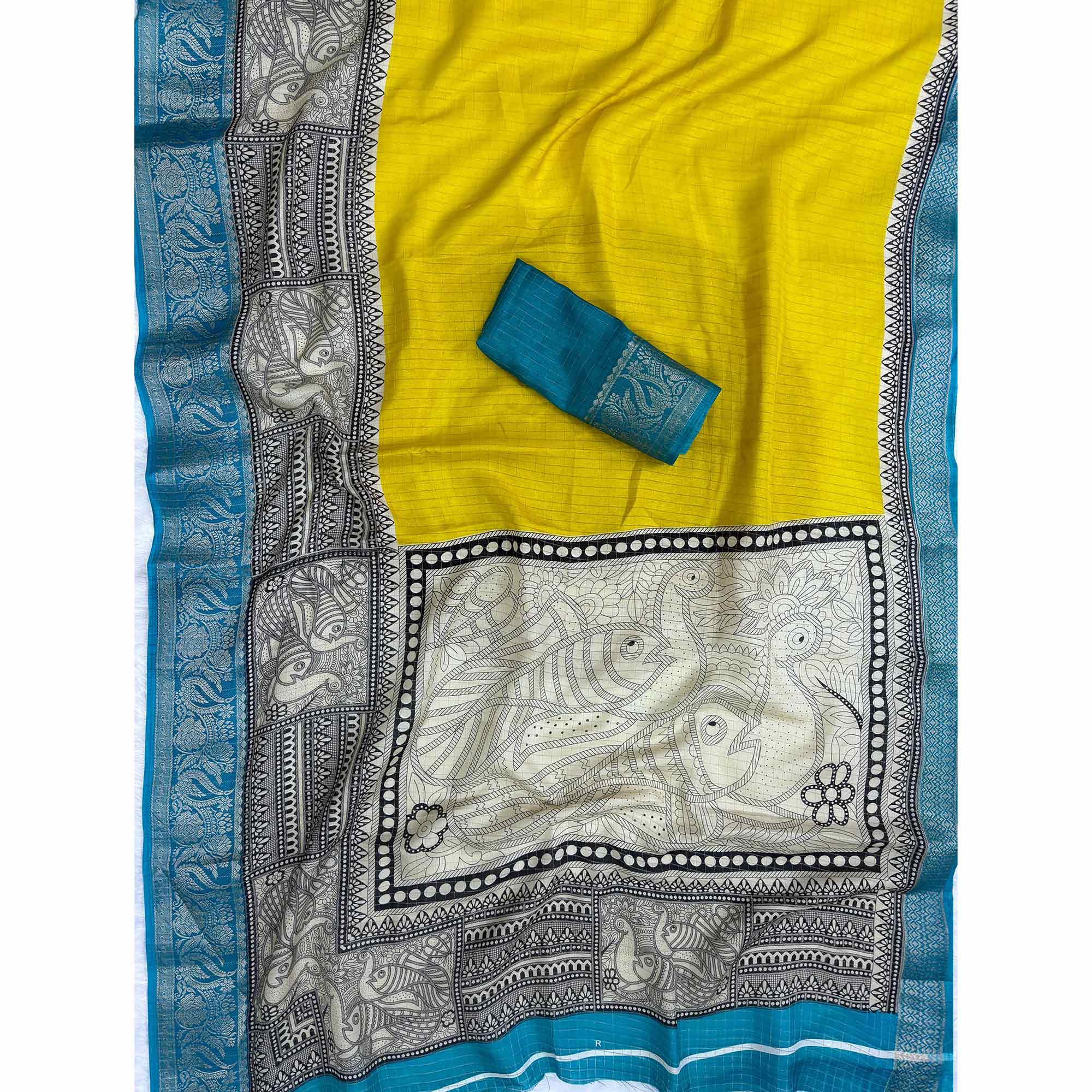 Lemon Yellow Zari Woven Dola Silk Saree