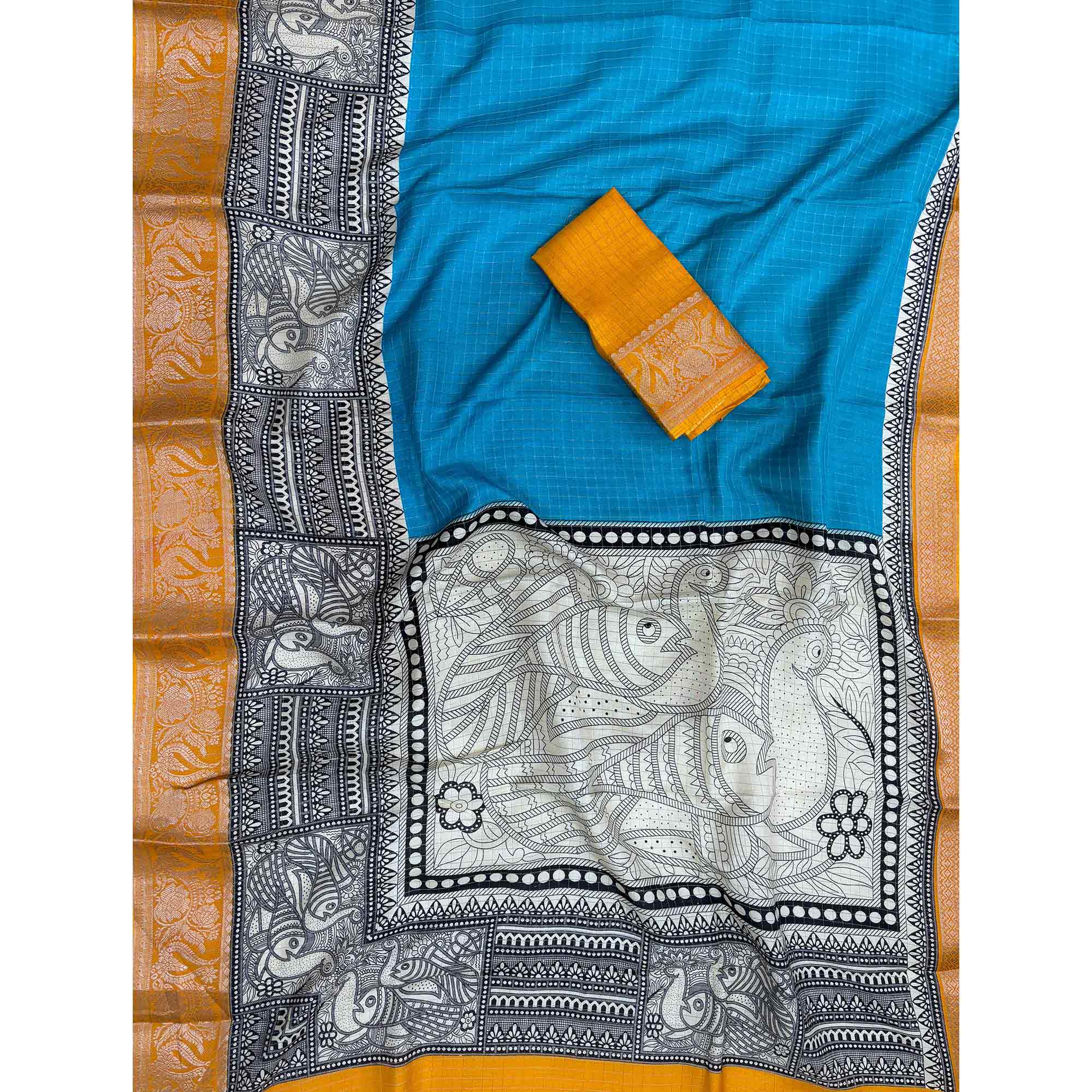 Sky Blue Zari Woven Dola Silk Saree