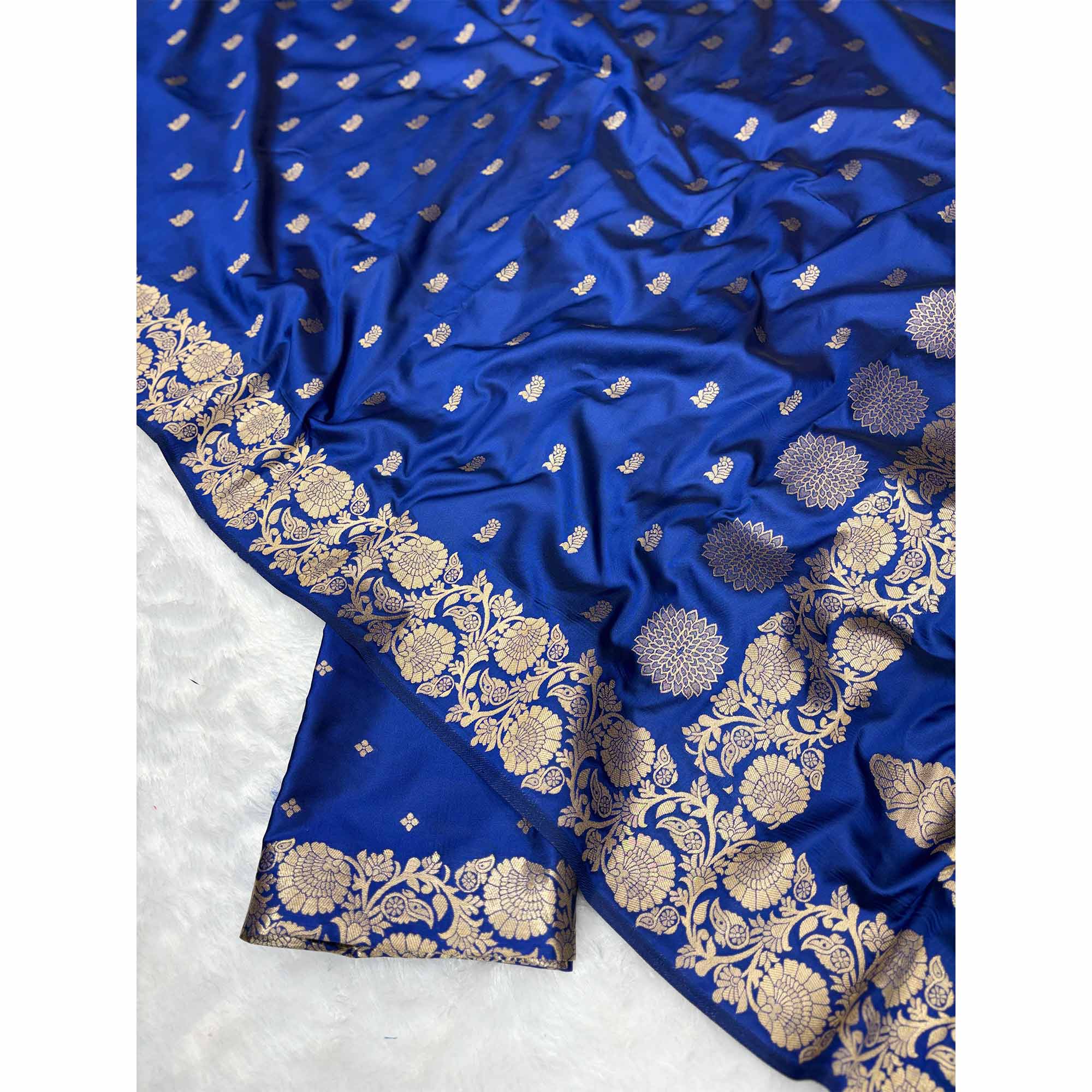 Blue Banarasi Silk Saree with Traditional Weaving