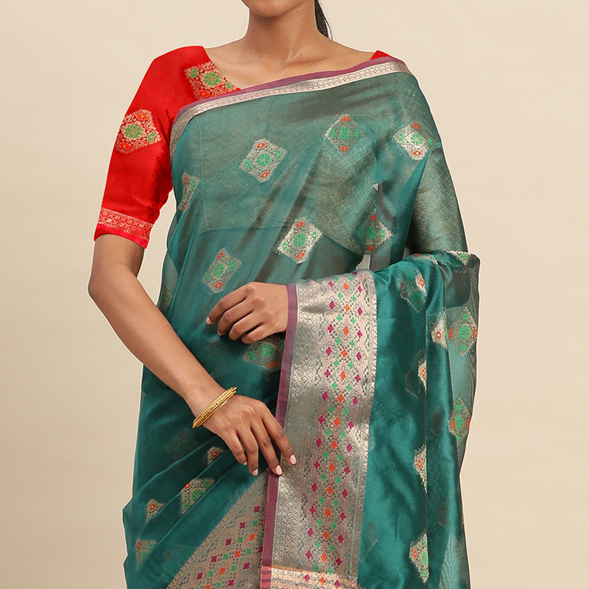 Morpich Woven Organza Saree