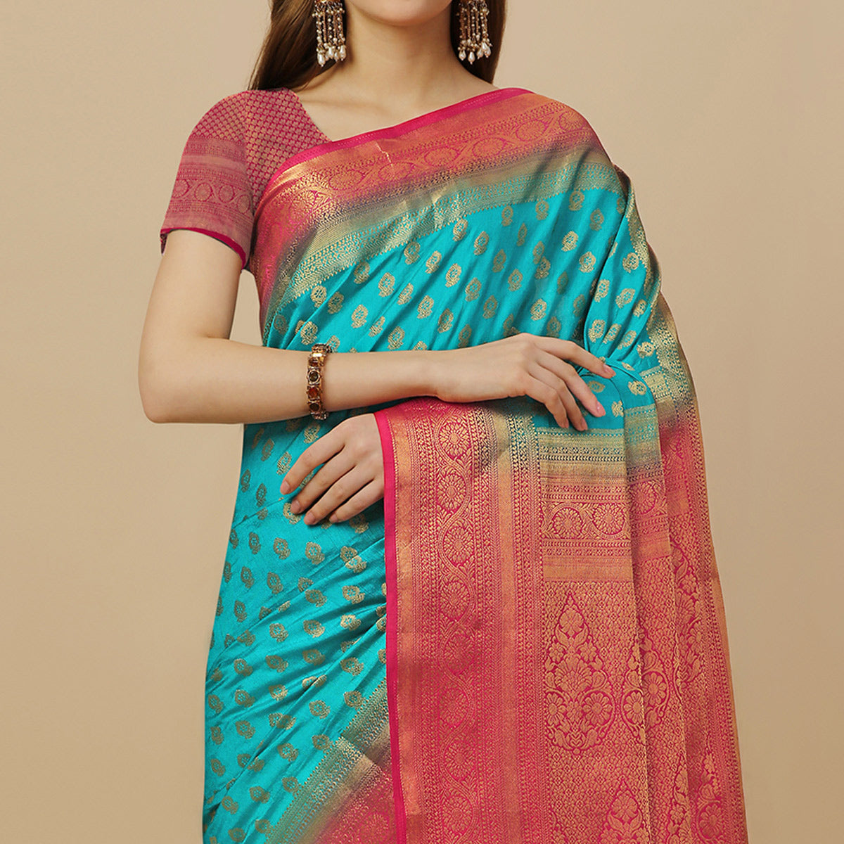 Blue Woven Dola Silk Saree