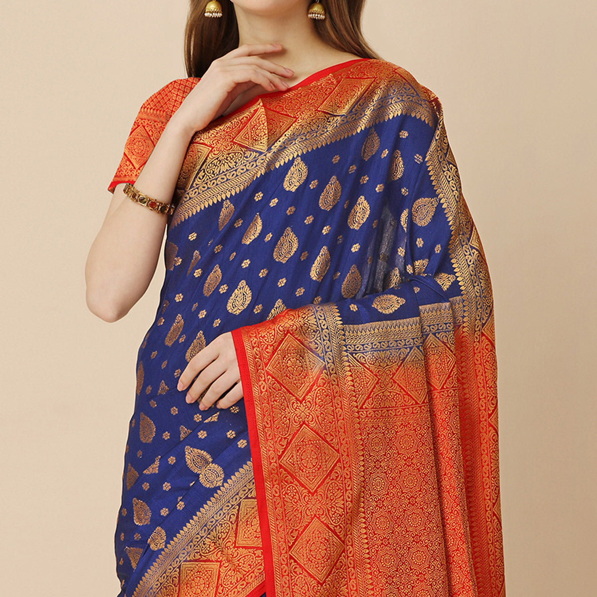 Blue Woven Dola Silk Saree