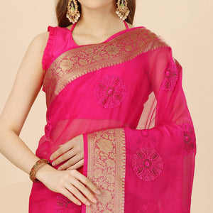 Pink Organza Saree