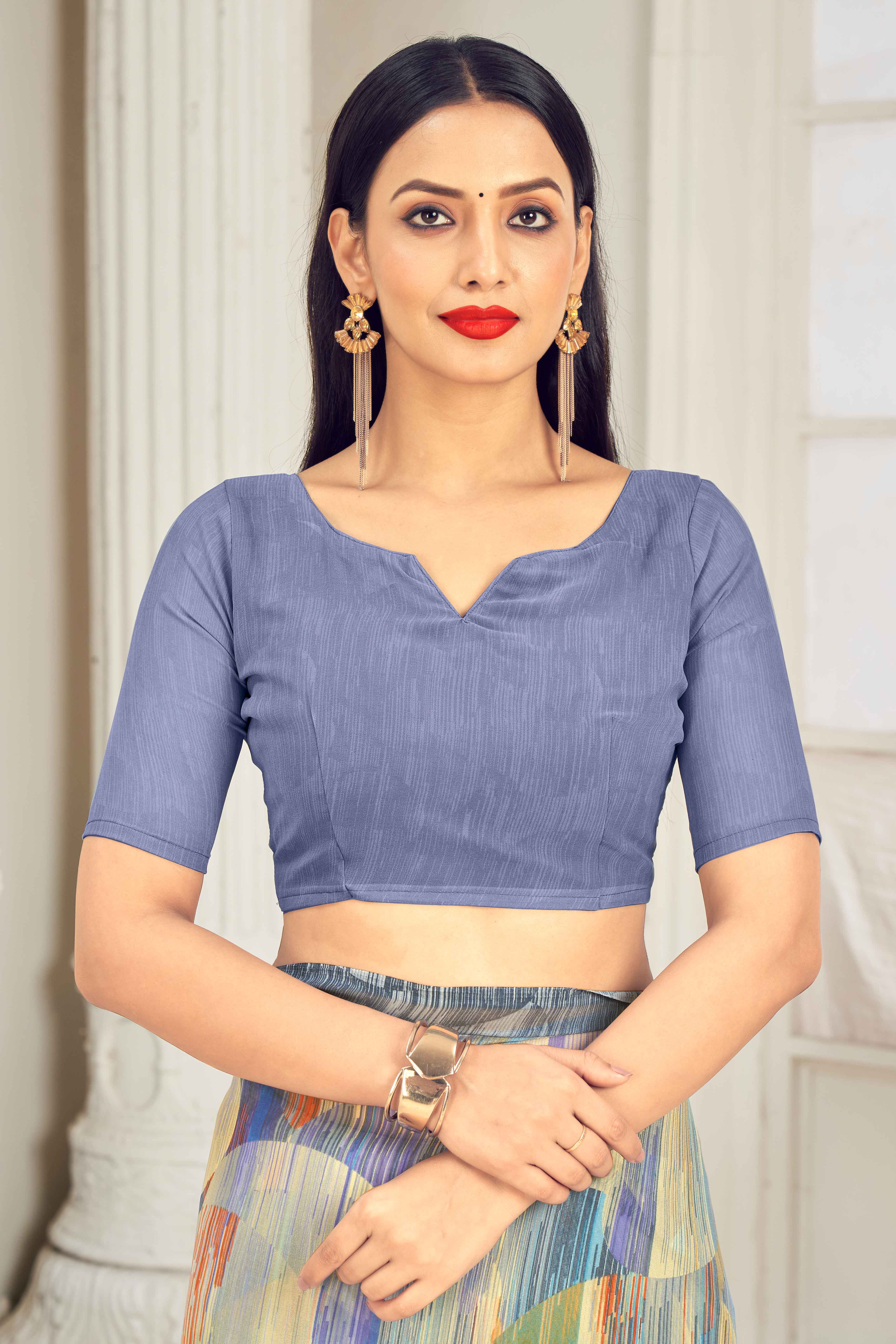 Grey Georgette Saree Adorned With Contemporary Geometric Print