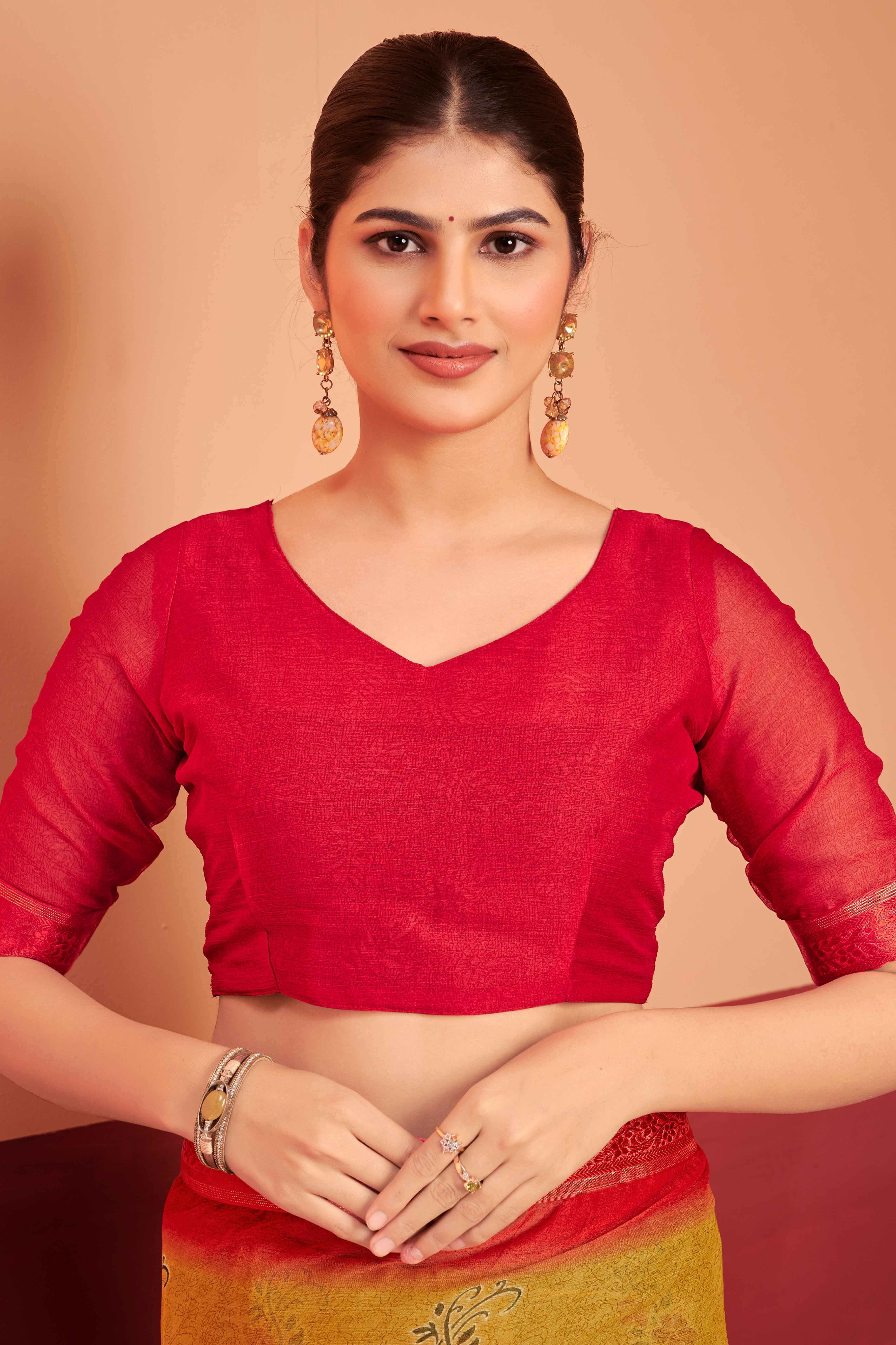 Olive Chiffon Saree Featuring Delicate Floral Prints & A Graceful Lace Border